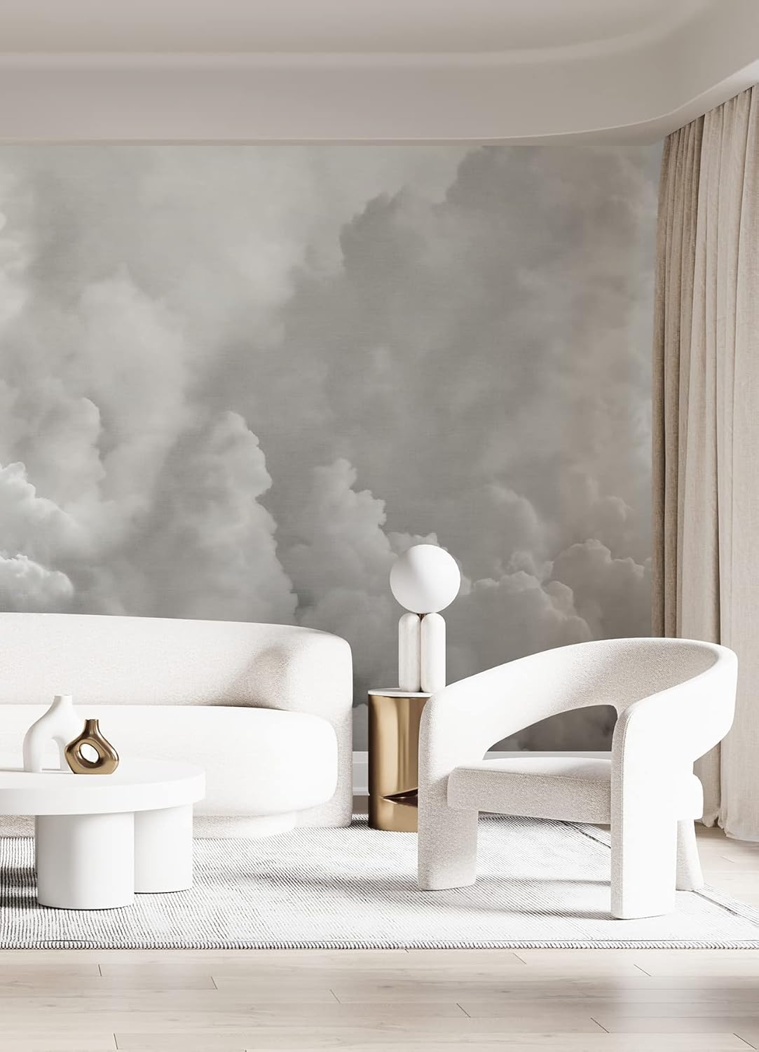 REMIX Walls by Katie Hunt Mural de pared gris paloma en las nubes