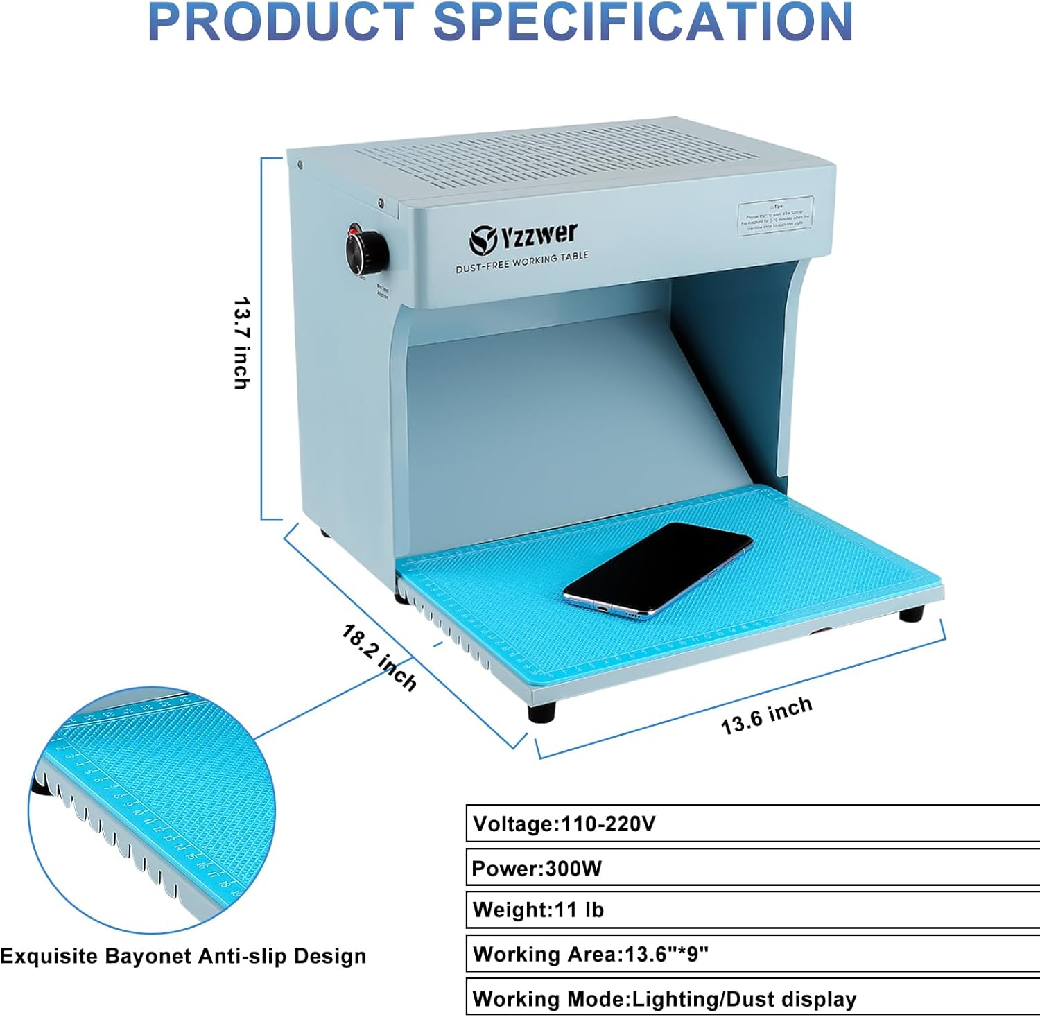 Filtro de campana de flujo laminar Yzzwer – Filtración de flujo laminar vertical para reparación de pantalla LCD de teléfono, mesa de trabajo sin