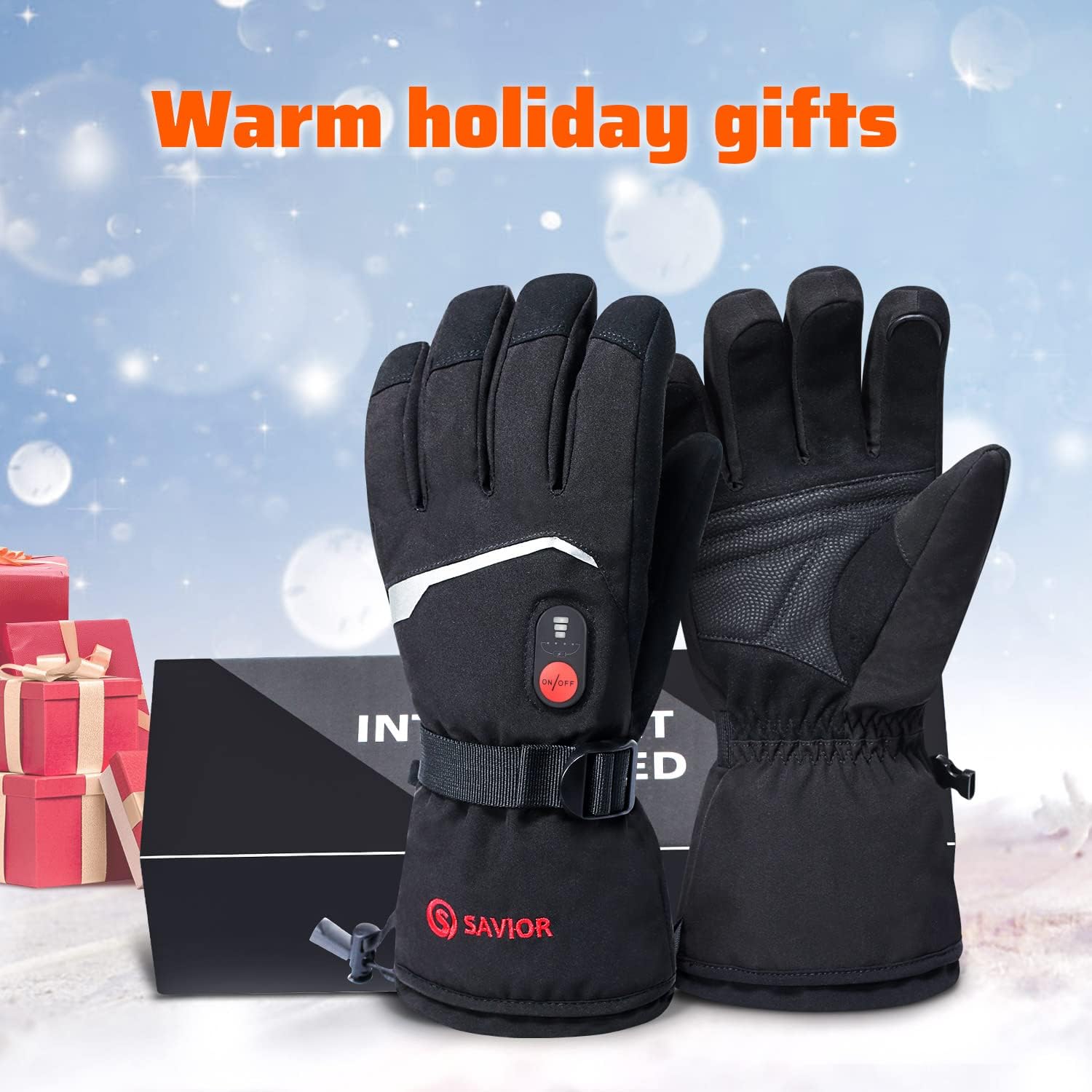 SAVIOR HEAT Guantes térmicos con batería para hombre y mujer, guantes de motocicleta eléctricos impermeables con pantalla táctil, guantes de