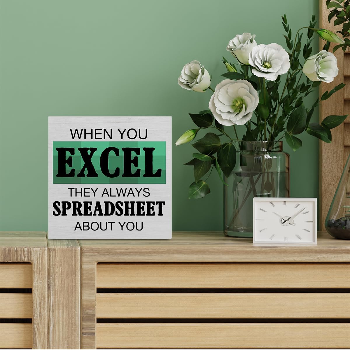 Cartel rústico de madera para regalo de contador, decoración de escritorio, con texto en inglés “When You Excel They Always Spreadshe”, letrero de