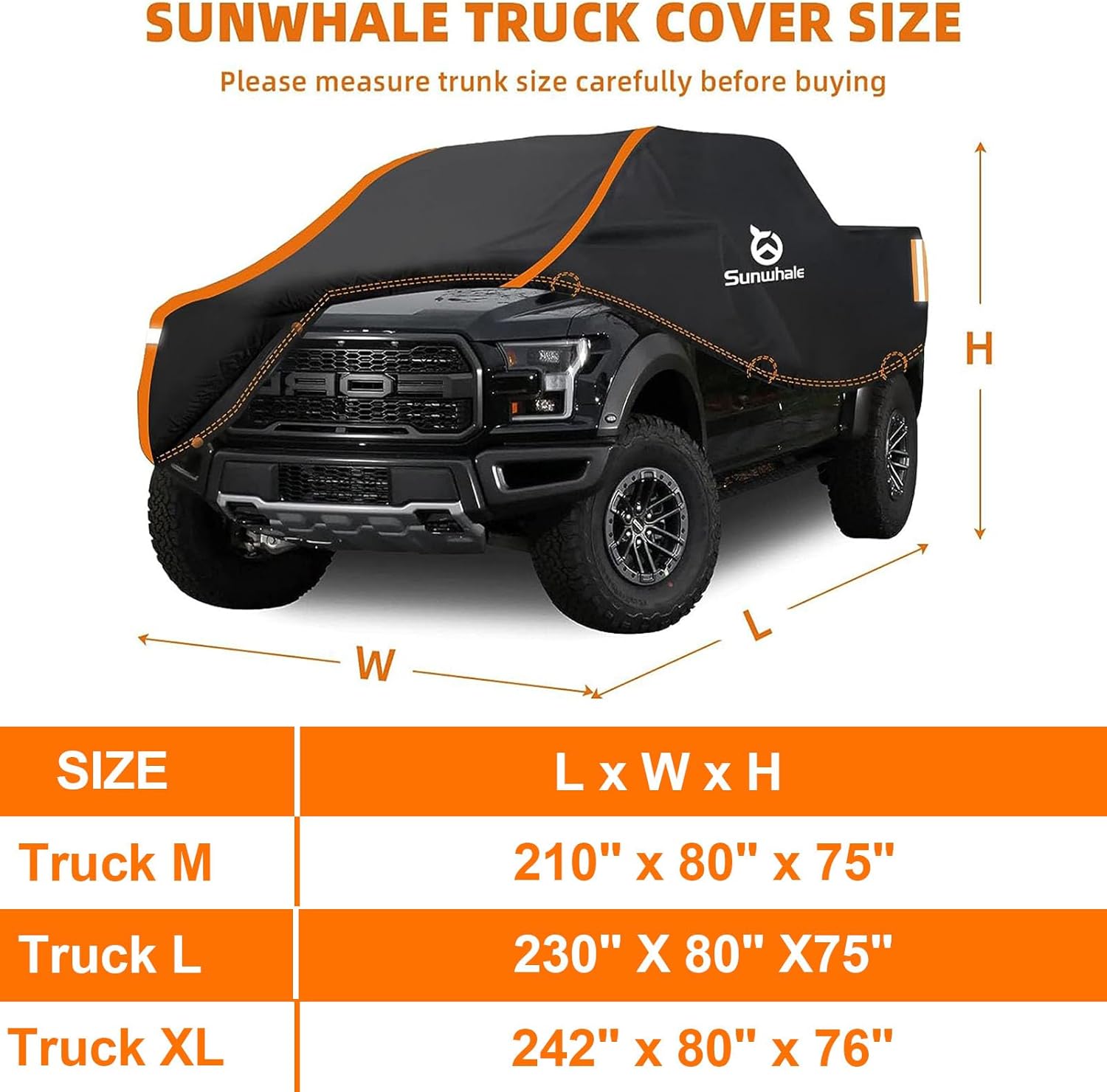Sunwhale Funda impermeable para camión para todo tipo de clima, resistente al viento, protección contra la lluvia y el sol, ajuste universal para