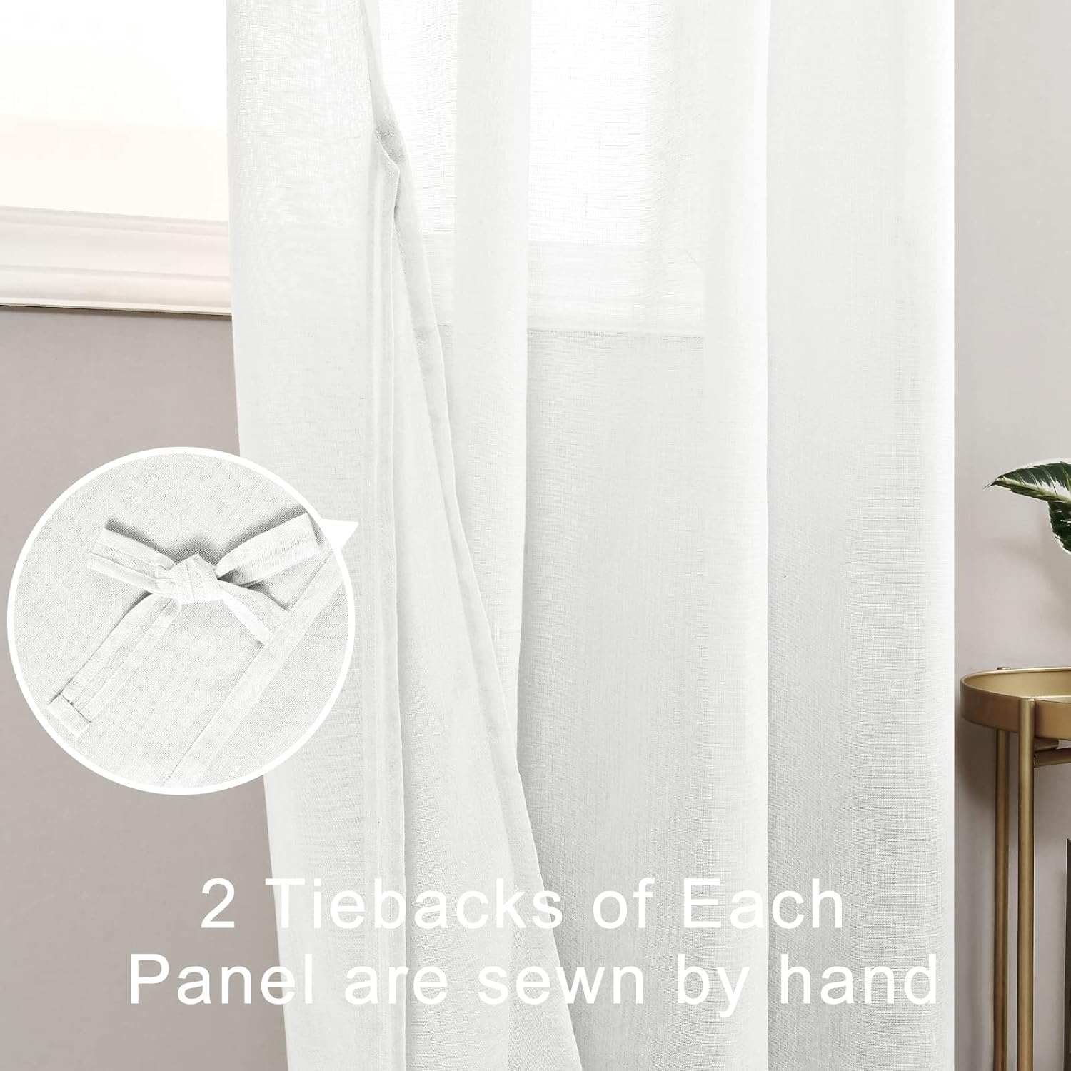 XWZO Cortinas traslúcidas de lino sintético de 72 pulgadas de largo para dormitorio, cortinas filtrantes de luz con bolsillo para cortinero, para
