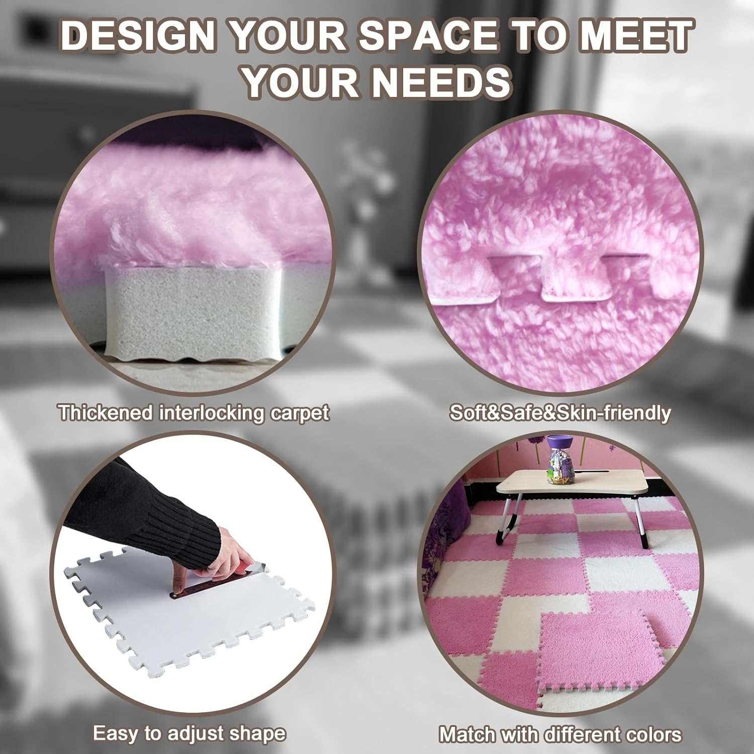 16 alfombrillas modulares de espuma EVA suave entrelazadas de 11.8 pulgadas de grosor de 11.8 pulgadas de grosor, azulejos de alfombra de caravana
