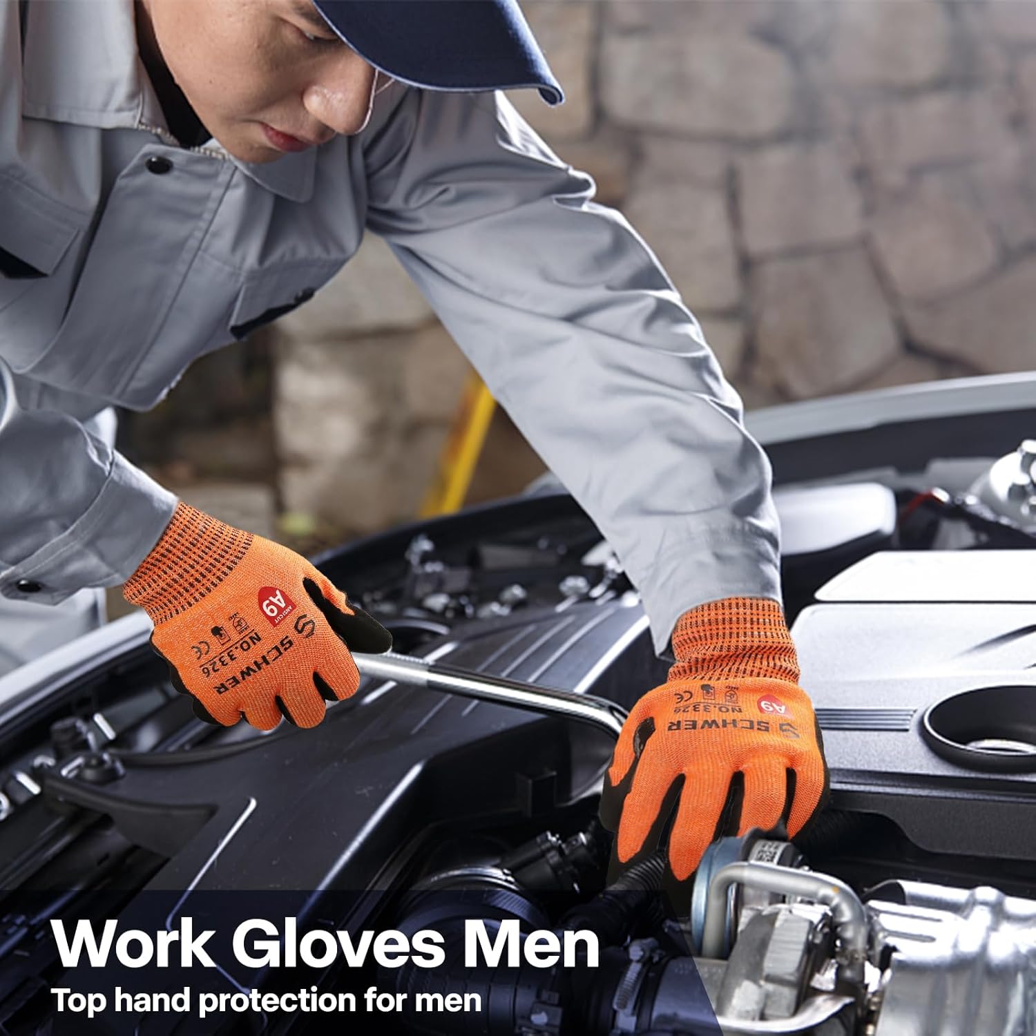 Schwer ProGuard PR3326 – Guantes de trabajo resistentes a cortes de más alto nivel para protección extrema, guantes de corte ANSI A9 con pulgar