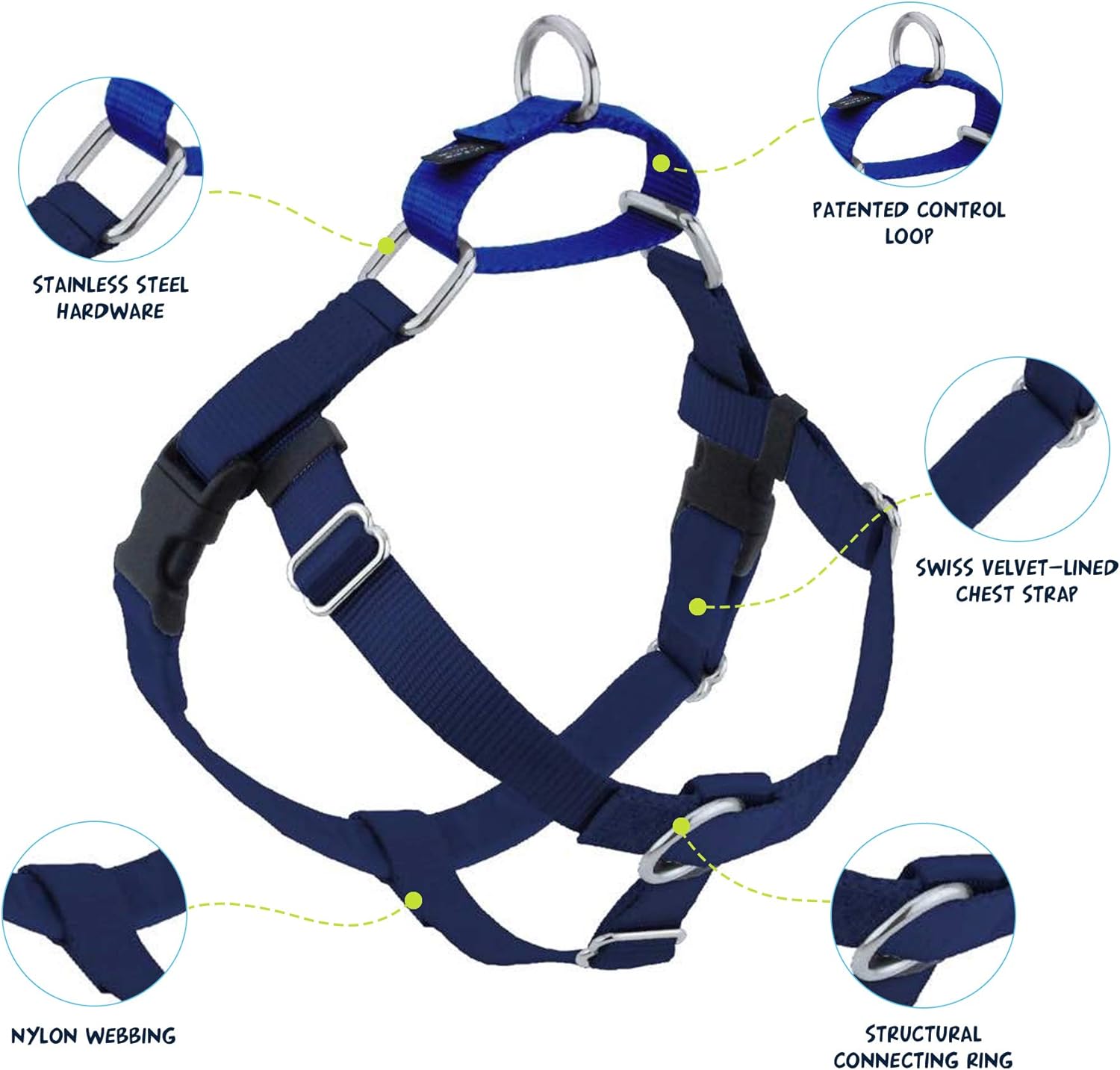 2 Hounds Design – Arnés para perro (libertad sin tirar), control ajustable, suave y cómodo para pasear perros fácilmente, para perros pequeños,