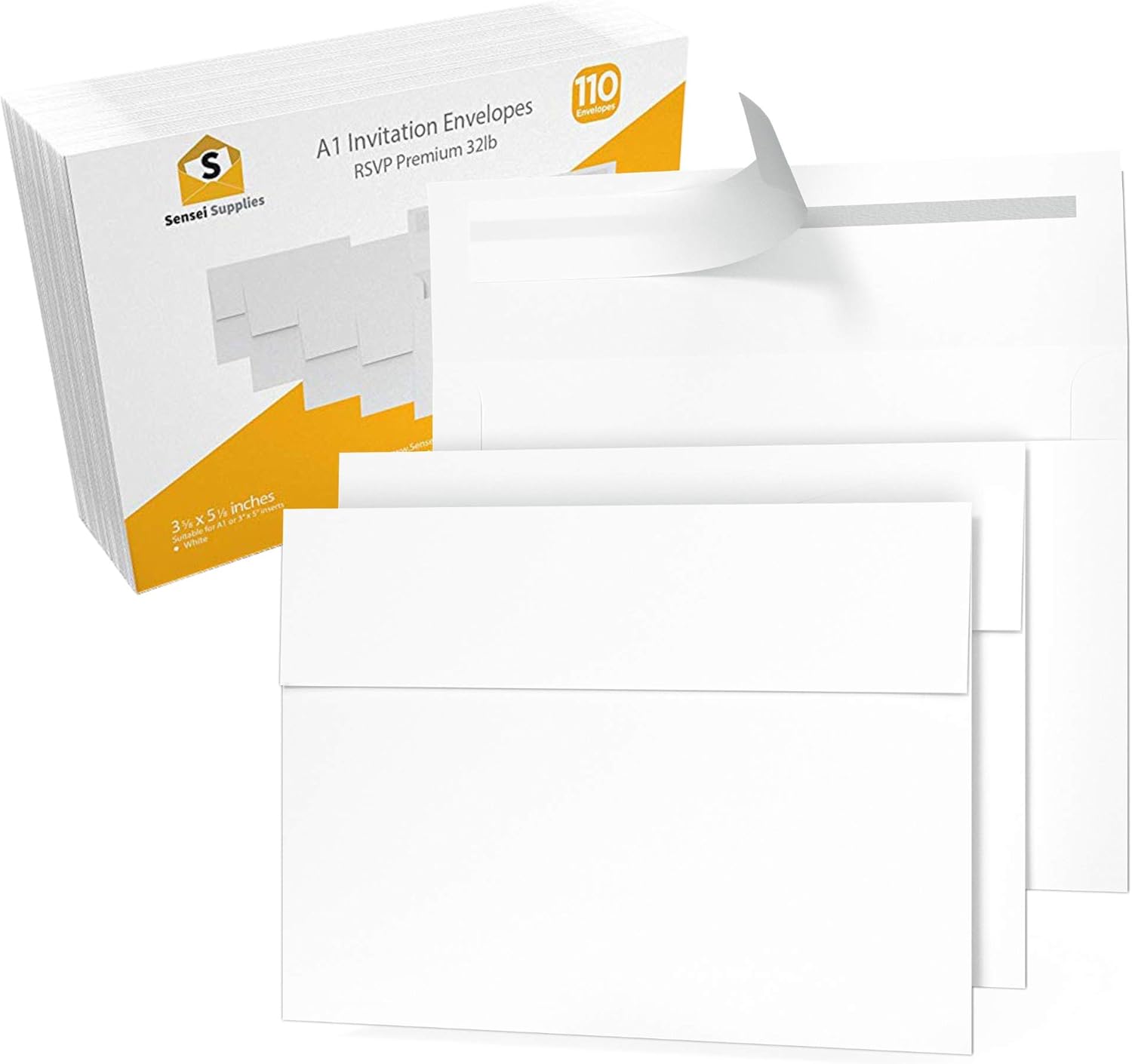 110 sobres pequeños RSVP blancos de 3.5 x 5 pulgadas – A1 – Para tarjetas de respuesta de bodas, baby showers, notas de agradecimiento, fotos y