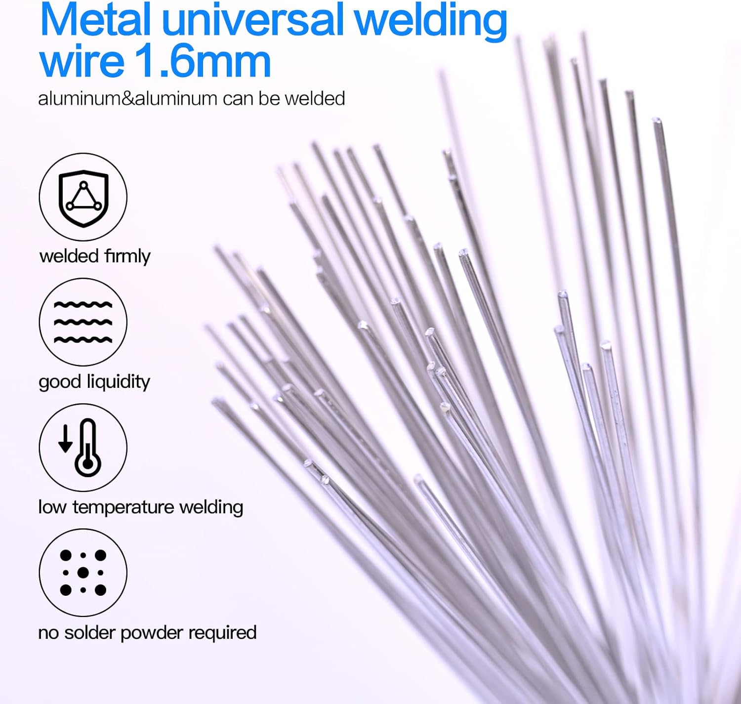 Alambre de soldadura universal de metal, 50 unidades, fácil de usar, alambre de soldadura de núcleo de fundente, varillas de núcleo de flujo de