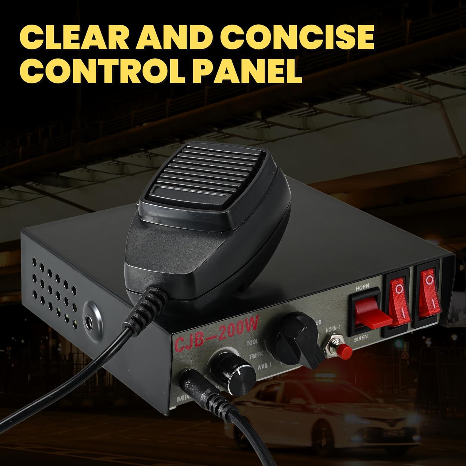 Sistema PA de 200 W con micrófono de mano para camión auto, 9 tonos 120-130dB altavoz de sirena de policía, sistema de advertencia de 12 V con 2