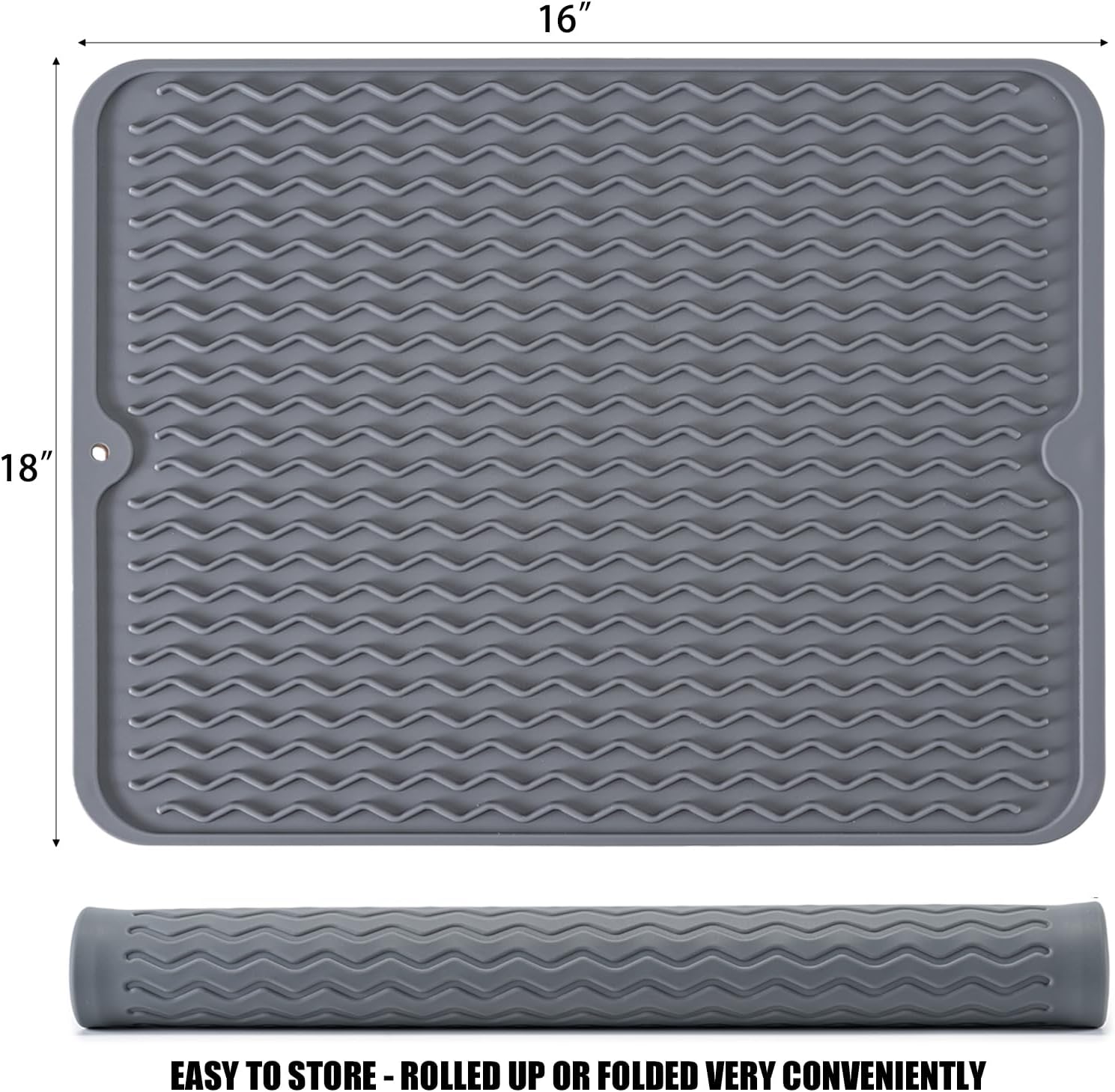 Tapete de silicona para secar platos, antideslizante, fácil de limpiar, tapete escurridor de platos grande resistente al calor para encimera de