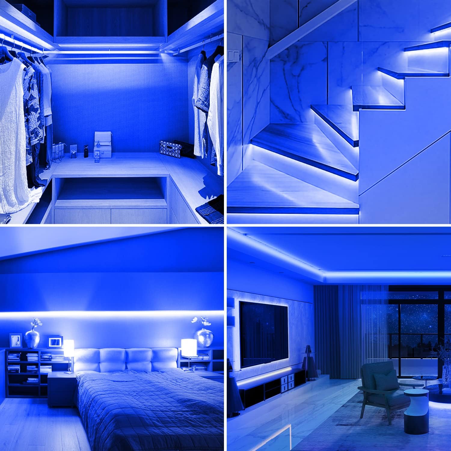 iCreating Tira de luces LED de neón de 32.8 pies, color azul, luces LED de neón flexibles de 12 V para interiores y exteriores, tira de luz LED