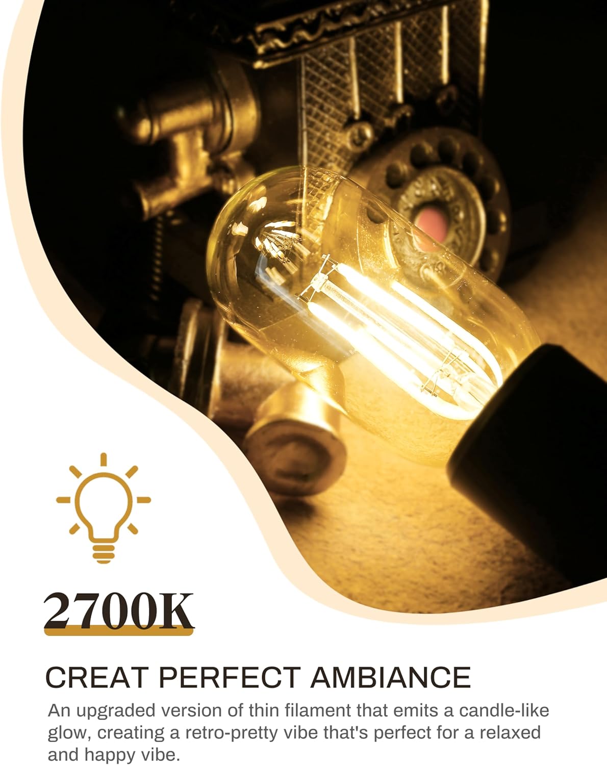 Paquete de 4 bombillas LED Edison, bombillas Edison de 4 W, bombillas de filamento LED antiguas equivalentes a 40 W, base E26, bombilla LED T45 con