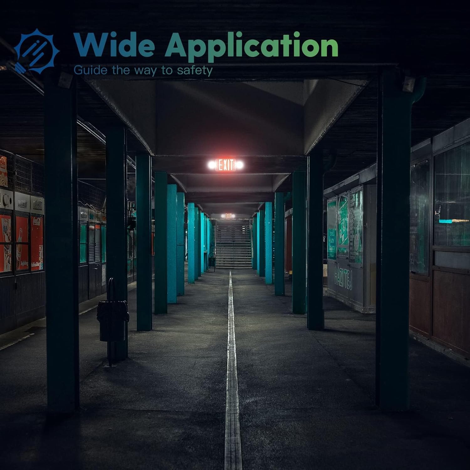 6 Pack Red Exit Signs with Emergency Lights, Two LED Adjustable Head Emergency Exit Light with Battery Backup,UL Listed, AC 120277V,Exit Sign Combo