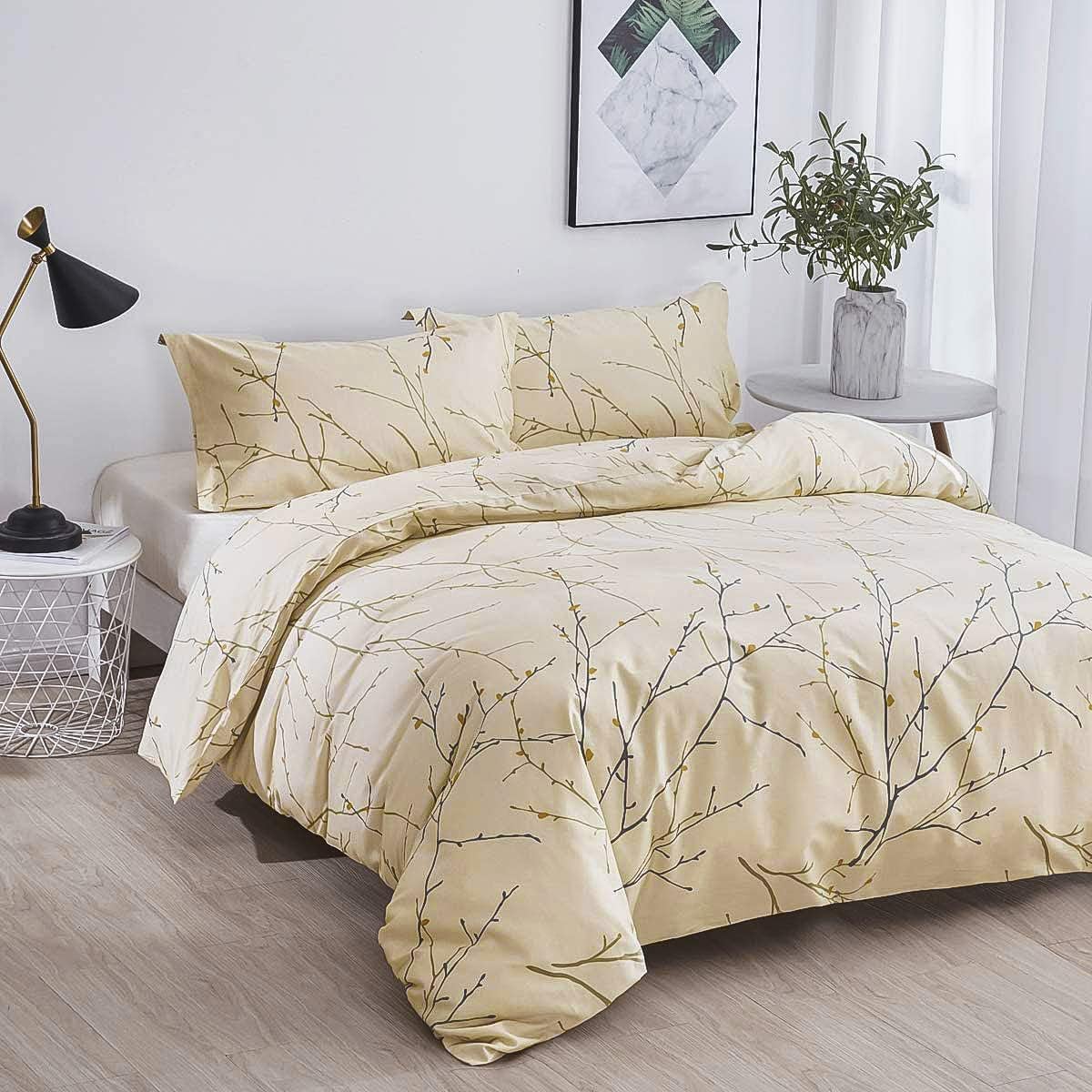 OAITE – Juego de fundas nórdicas, funda nórdica 100% algodón, ultra suave y de fácil cuidado, juego de ropa de cama tamaño Individual, Queen, King,