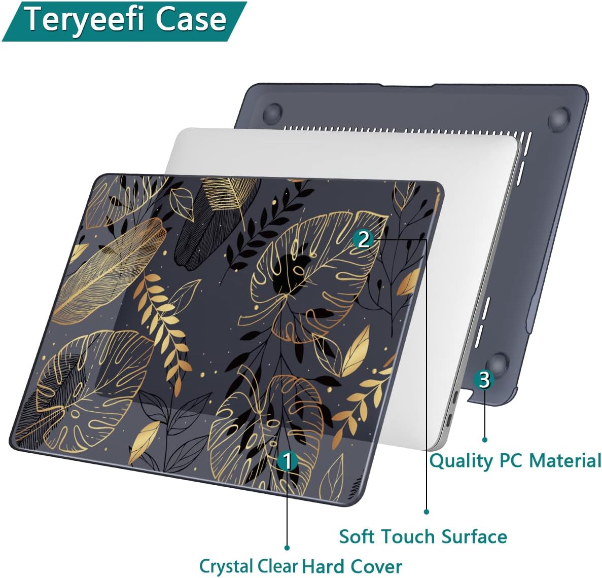 Teryeefi Funda para MacBook Pro de 13 pulgadas M2 M1 2022 versión 2020-2016 (modelo A2338 A2289 A2251 con barra táctil), carcasa rígida de plástico,