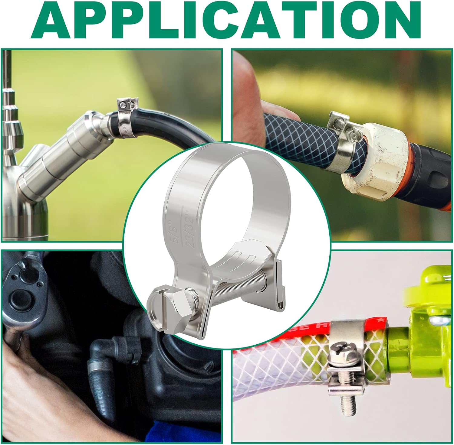 Kit surtido de 120 abrazaderas de línea de combustible de acero inoxidable 304, 8 tamaños ajustables de 932 a 2332 pulgadas de diámetro (0.276-0.709