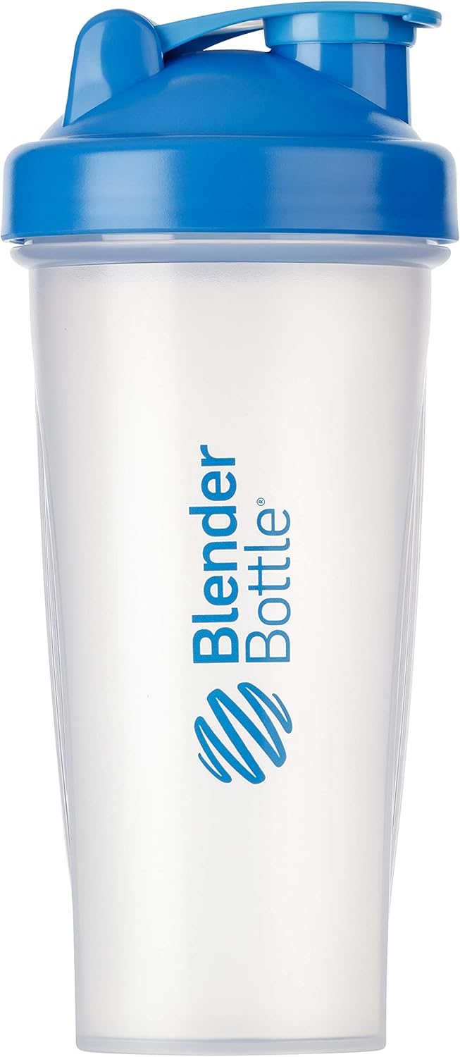 BlenderBottle Taza de coctelera clásicaagitador de dietacoctelera de proteínas con Blenderball  27.7 fl oz – cian claro