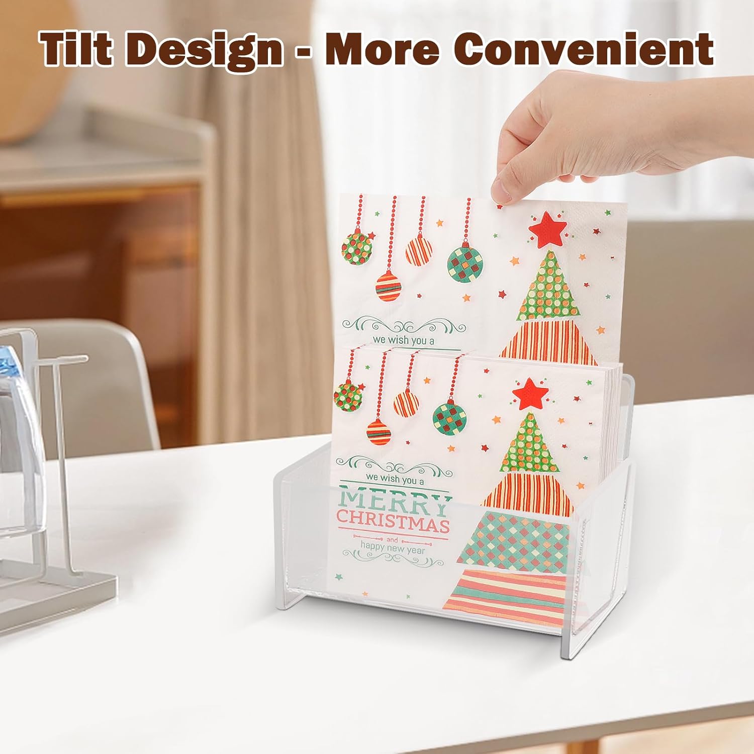 Servilletero acrílico para mesa, dispensador de servilletas actualizado, servilleta para toalla de papel vertical, ideal para accesorios de