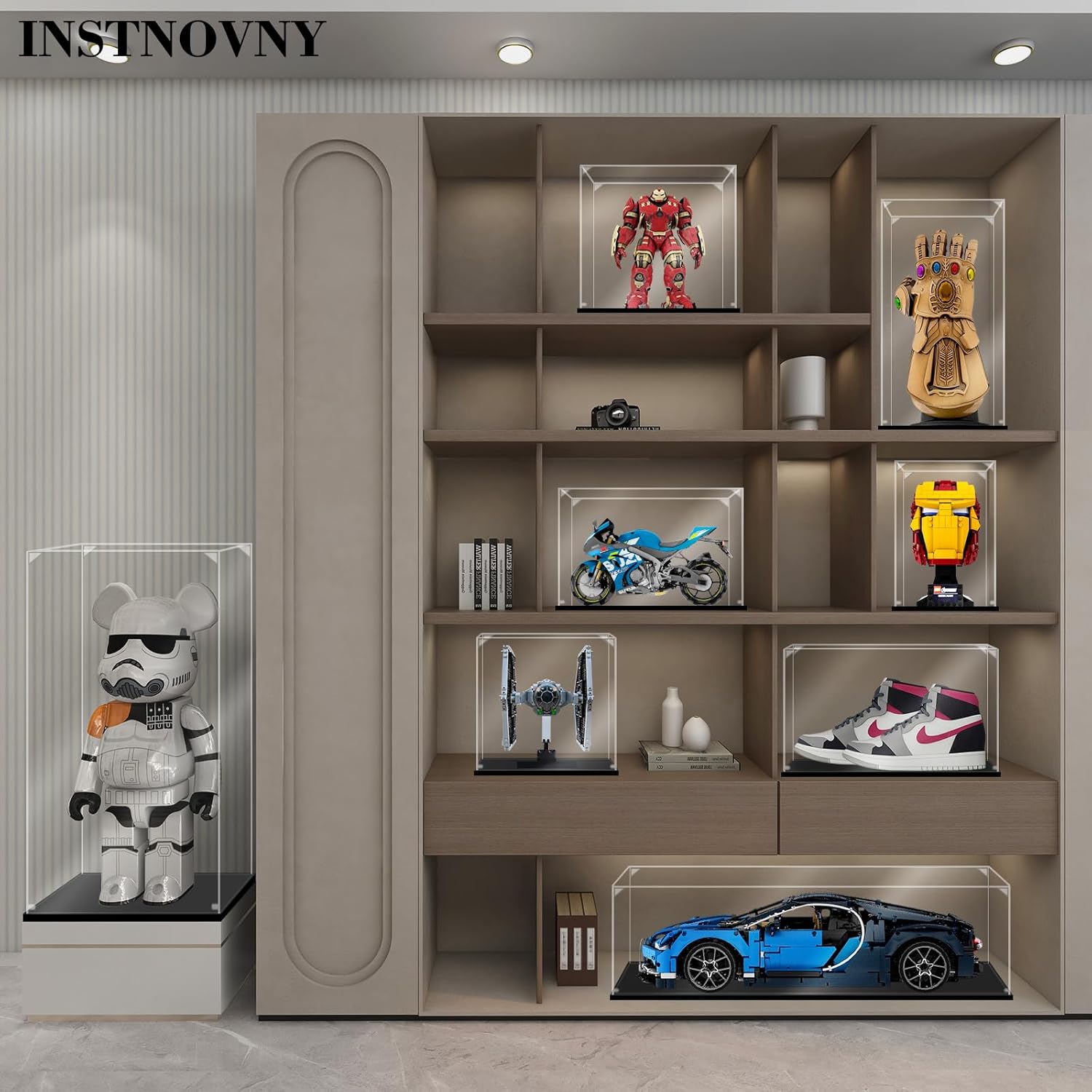 Instnovny Vitrina de acrílico para coleccionables, caja de exhibición de acrílico para Lego 43172, juguetes de construcción de castillos, estuche