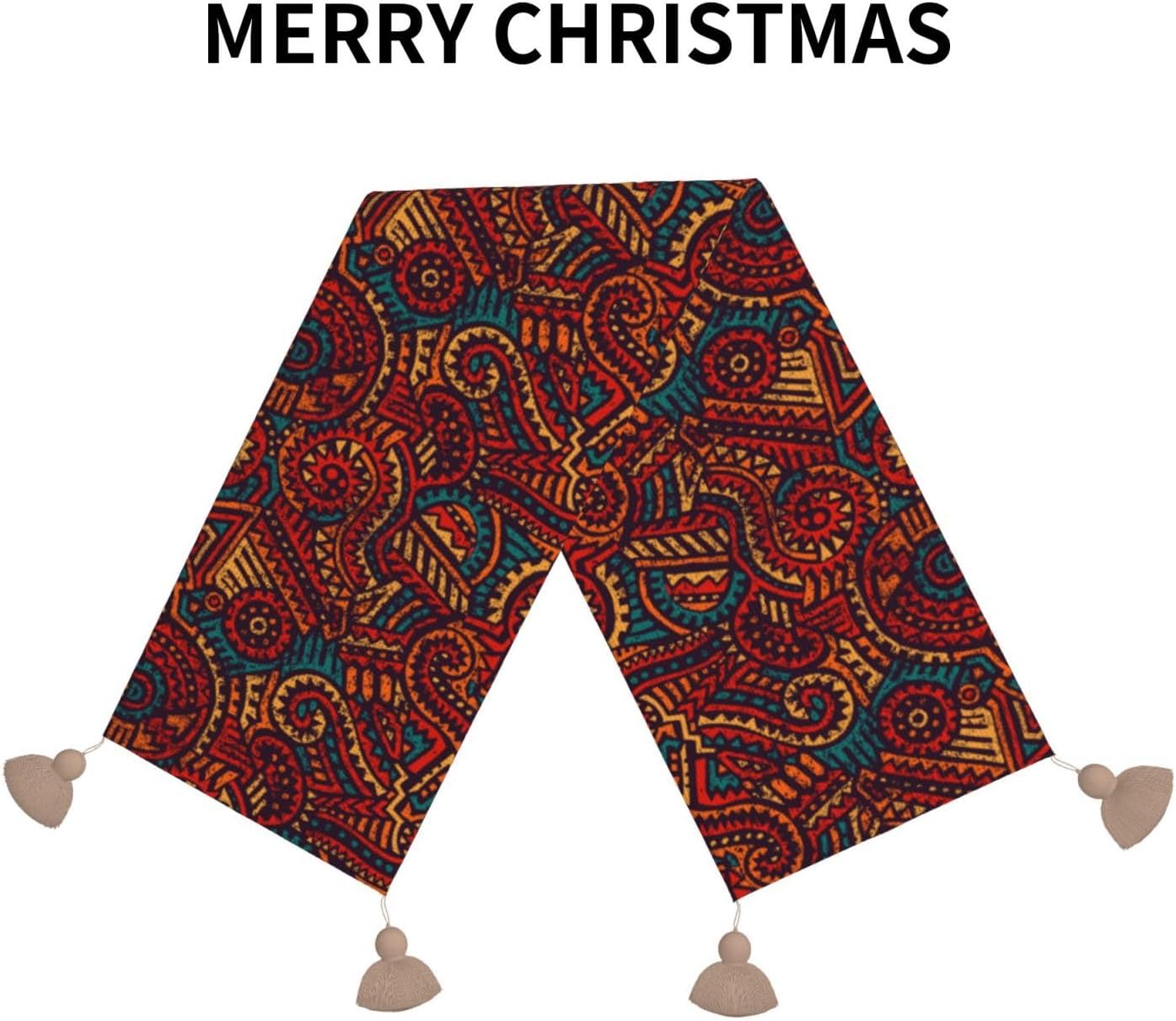 Camino de mesa de Navidad africano étnico y tribal, decoración de mesa de comedor, decoración de Navidad, decoración de interiores del hogar,
