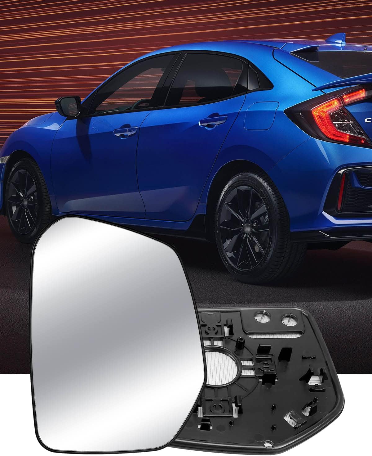 Espejo de pasajero de repuesto lateral derecho con calefacción eléctrica para Honda Civic 2016-2021 Envix 2018-2022 Crider 2019-2022, espejo