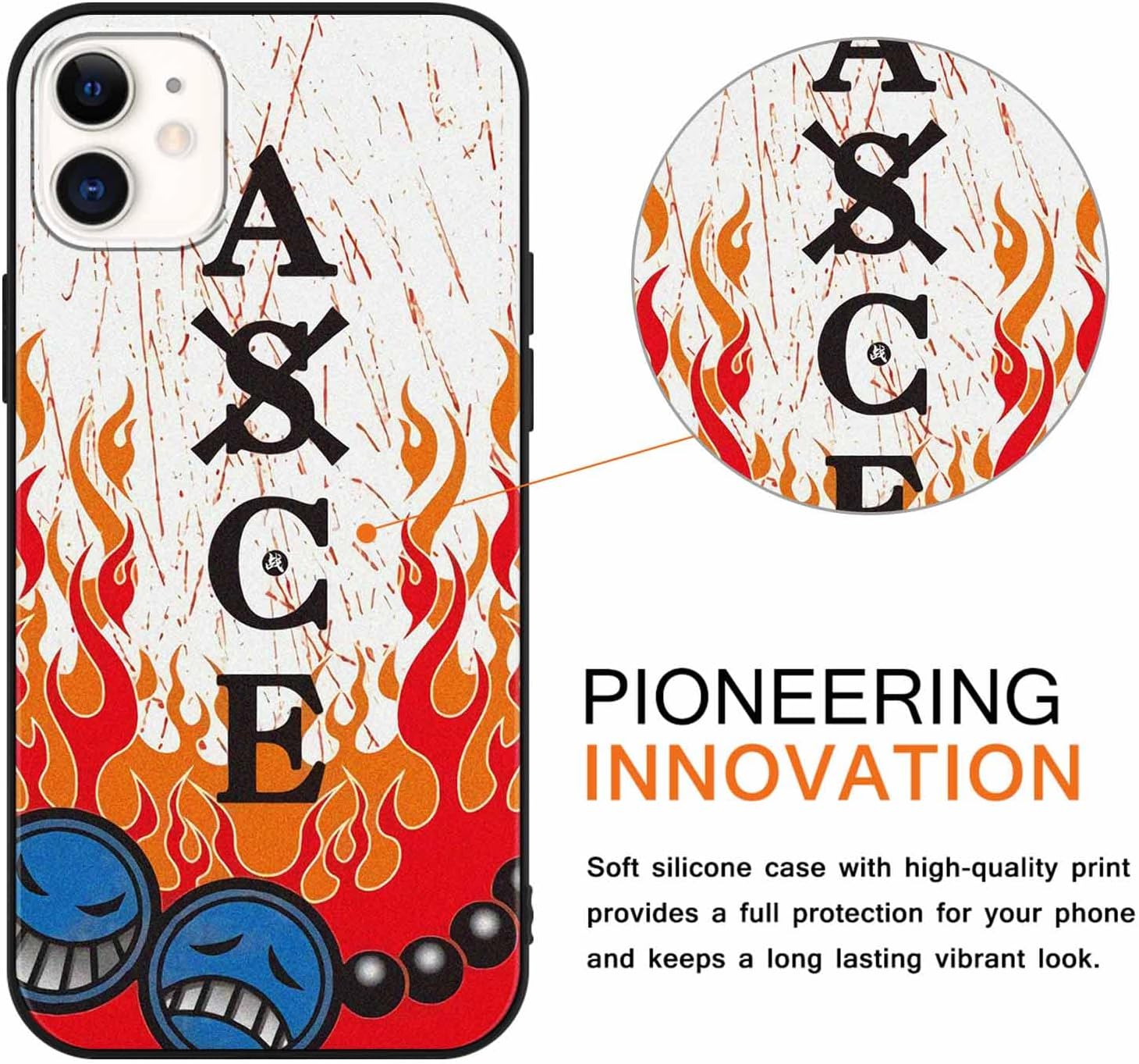Paquete de 2 fundas de silicona para Apple iPhone 11 de 6.1 pulgadas, estampado de personajes de dibujos animados de anime japonés para hombres,