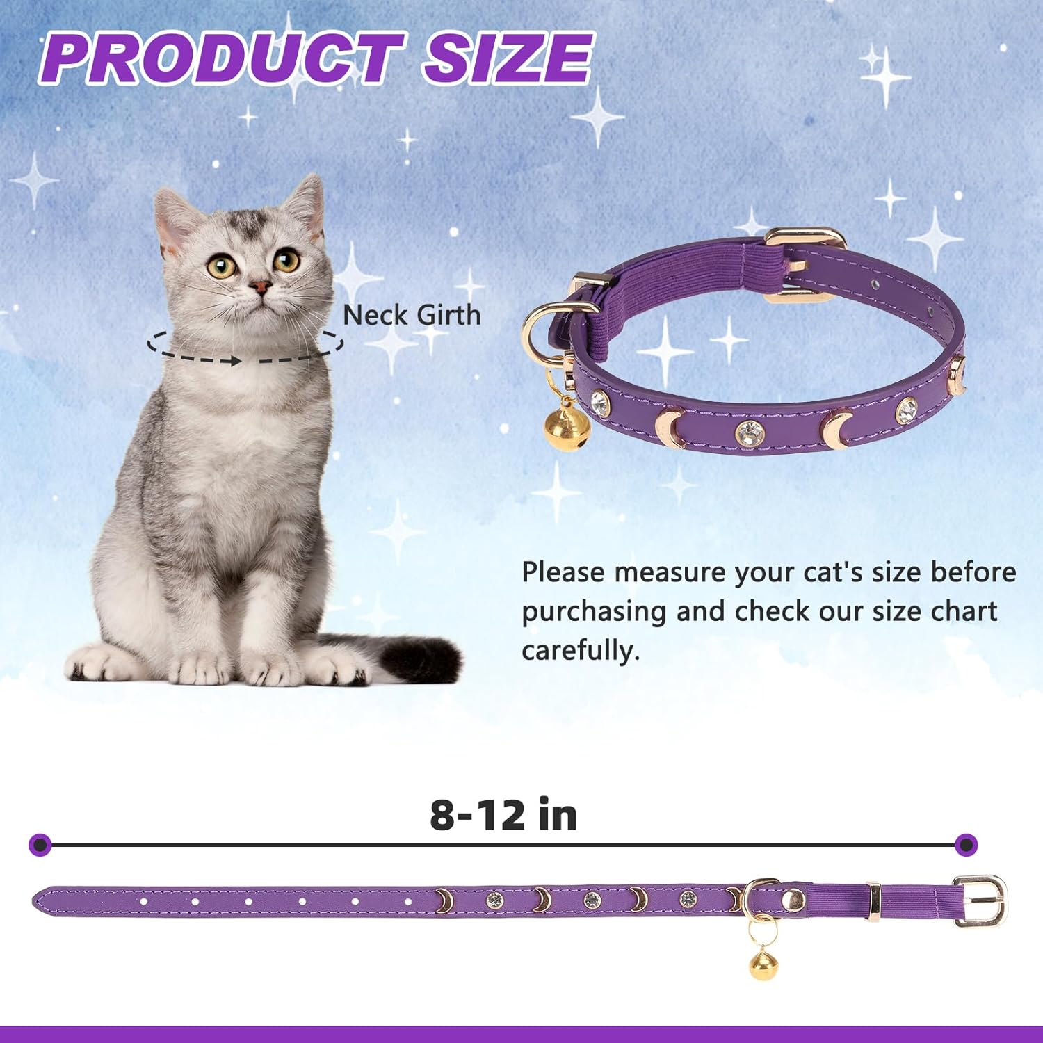 Collar de cuero para gatos con campana y correa de seguridad elástica, collares ajustables para gatitos para hembras, niños, gatos, cachorros,