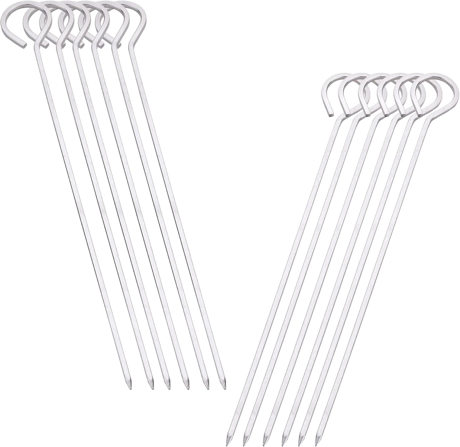 Pinchos cuadrados de metal para barbacoa de 8 pulgadas, paquete de 12 pinchos de acero inoxidable, kebob, juegos de kabob para salidas a la parrilla