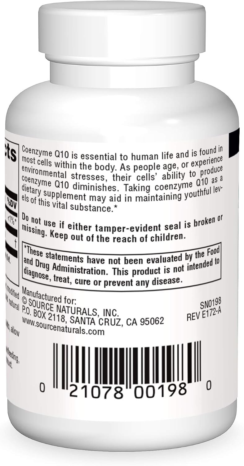 Source Natural Coenzyme Q10 – Soporte antioxidante de 30 mg para corazón, cerebro, inmunidad y apoyo hepático, 60 pastillas