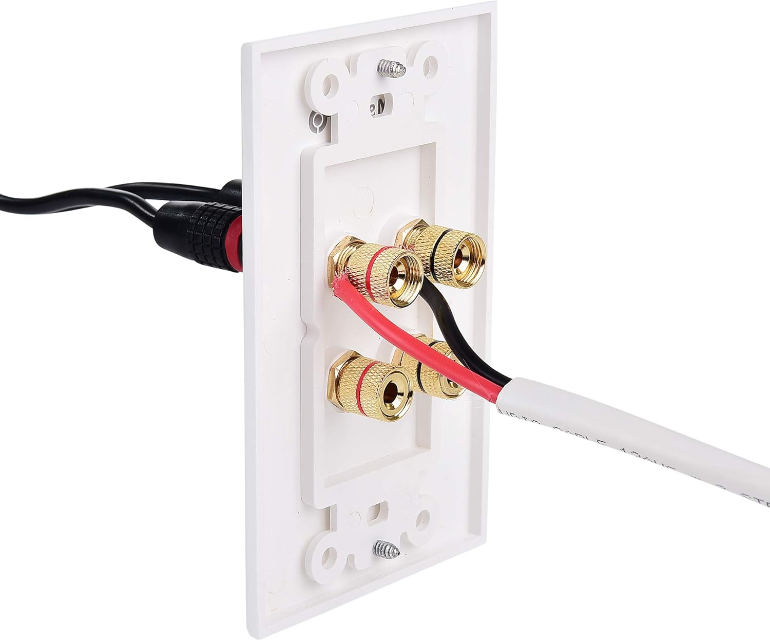 Cable Matters Paquete de 2 placas de pared de alambre de altavoz (placa de pared de altavoz, placa de pared de enchufe tipo plátano) para 2
