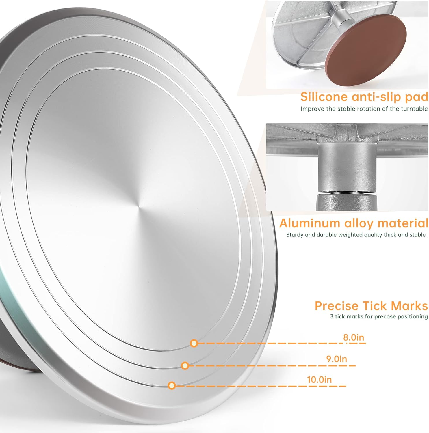 Soporte giratorio redondo de aluminio de 12 pulgadas para decoración de pasteles, tocadiscos para tartas, soporte giratorio para tartas, pasteles y