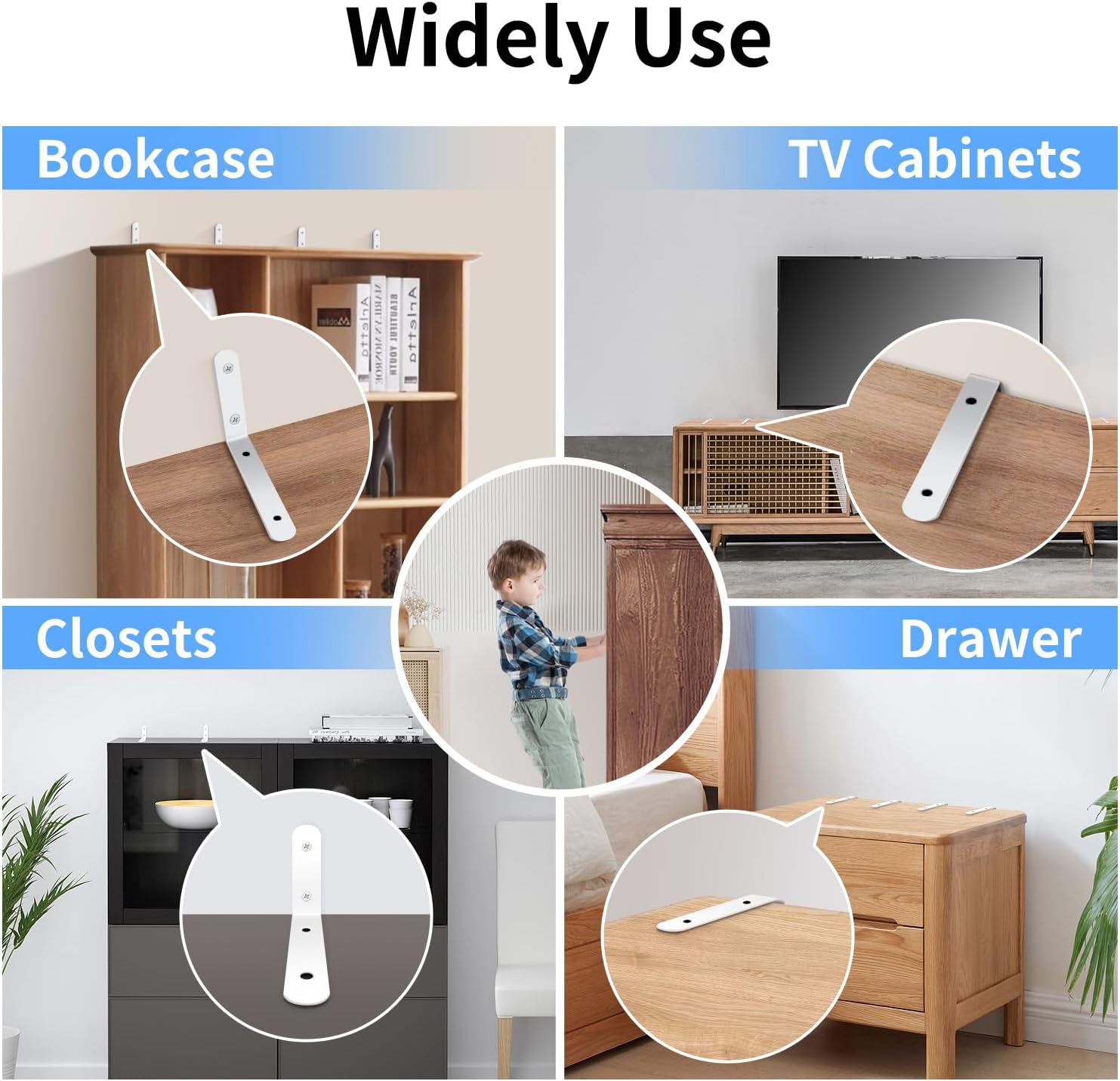 anclajes de muebles de seguridad Correas de pared Gabinete anti punta a prueba de bebés, anclajes de muebles para aparador seguro niños kits de