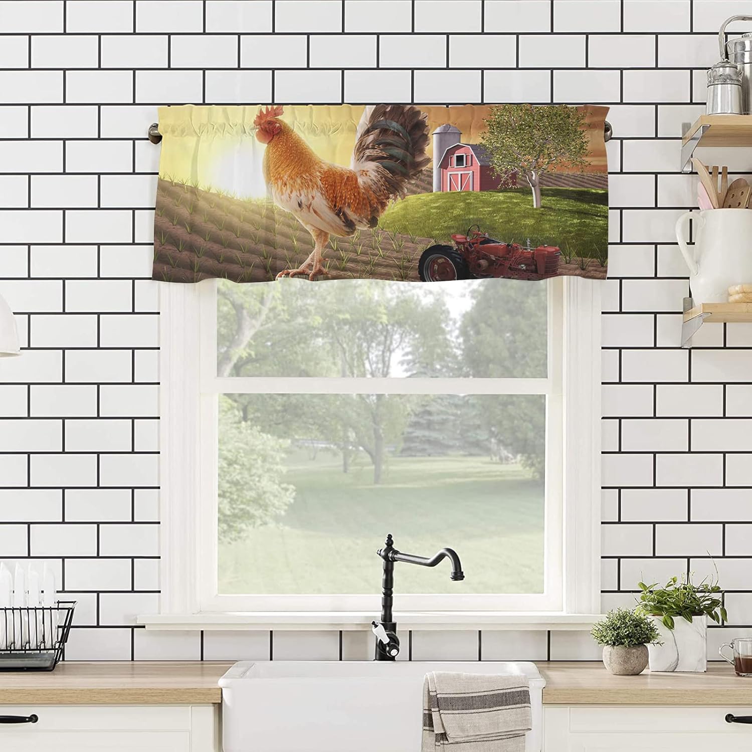 Artwork Store Curtain Valance for Window Kitchen Decor, Farmhouse 54″ x 18″ Window Treatment Curtains Topper Rod Pocket Valances for Living Room