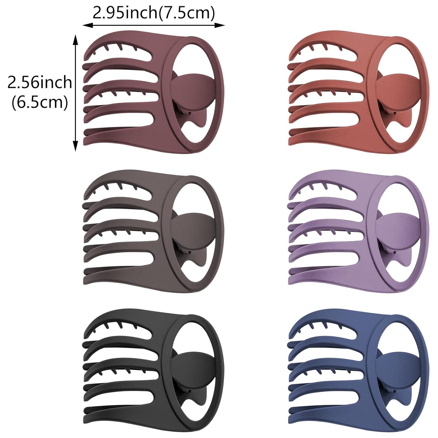 6 pinzas planas de cocodrilo para el cabello, pinzas de pelo curvadas francesas de 2.95 pulgadas, volumen mate, fuerte sujeción de plátano, pinzas