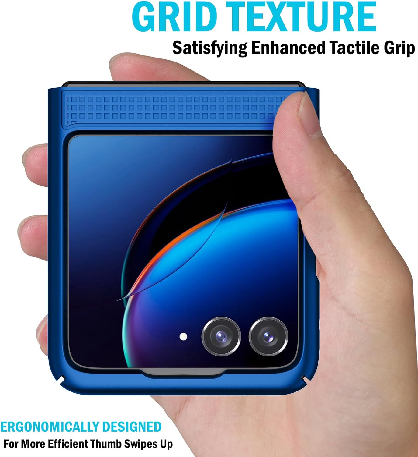 Nakedcellphone – Funda con clip para Motorola RAZR+ 2023, textura de cuadrícula cubierta rígida delgada y giratoriatrinquete Combo de funda de