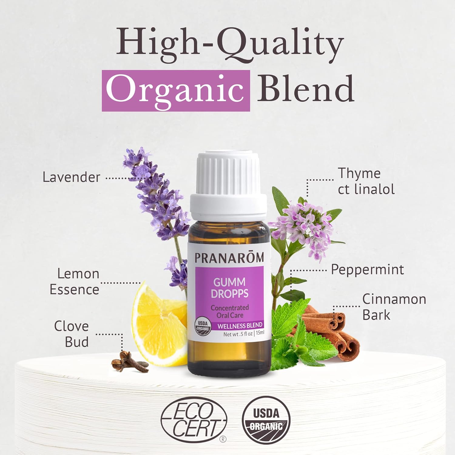 Pranarom – Gumm Dropps Aceite esencial para la salud de los dientes y las encías, enjuague bucal natural para el cuidado bucal, aceites esenciales