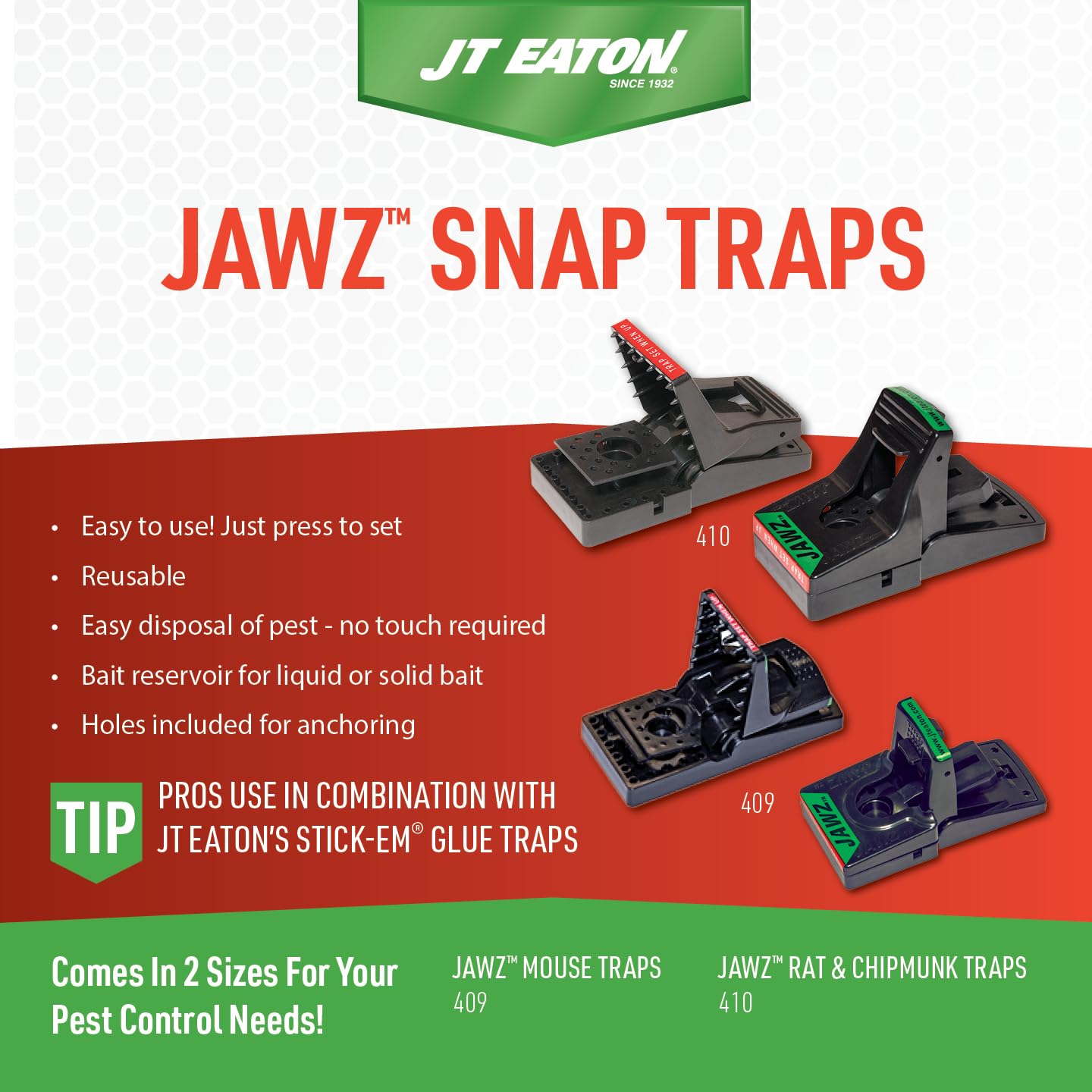 JT Eaton 410BULK trampa Jawz de plástico para ratones, para carnada sólida o líquida (paquete de 12 unidades)
