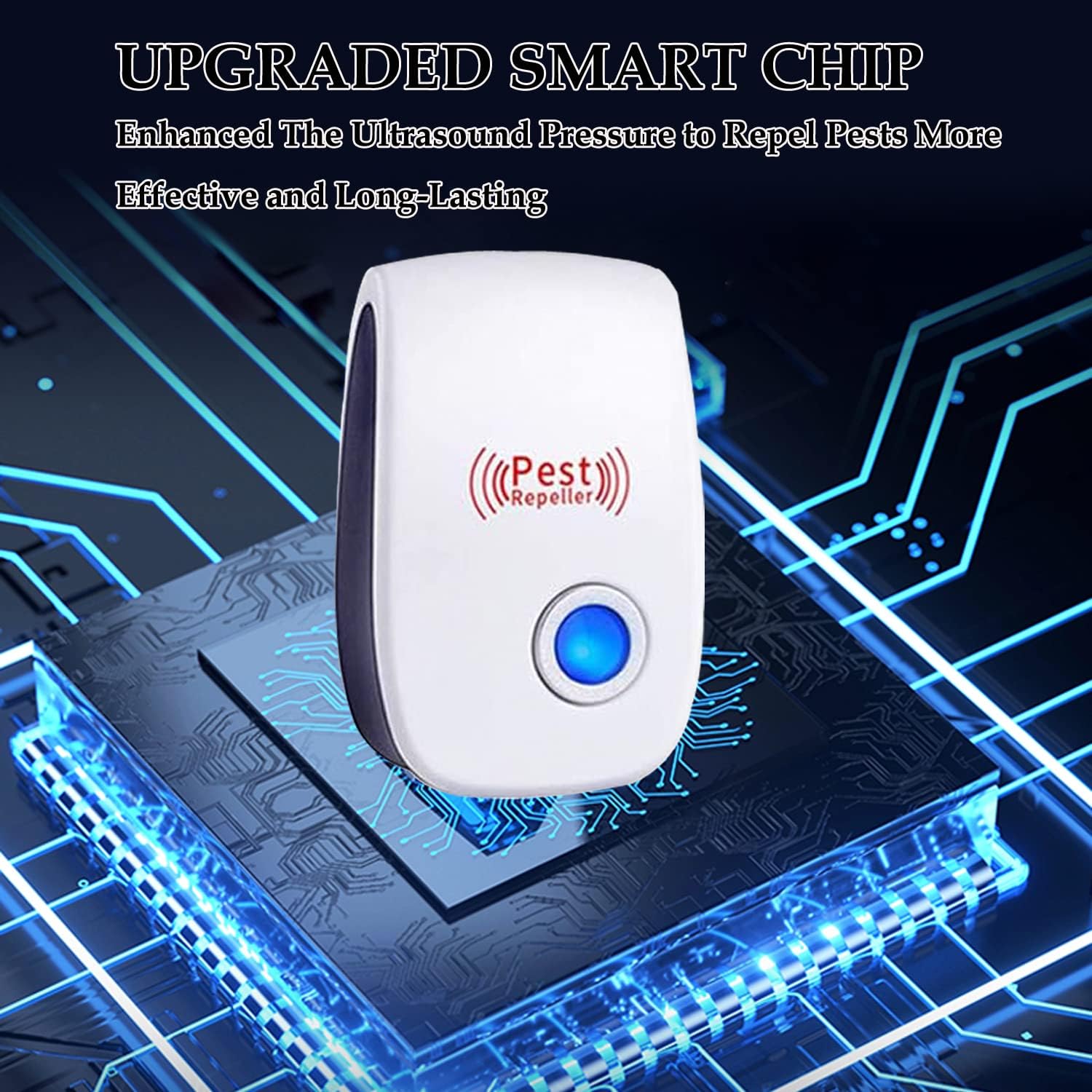 Repelente ultrasónico de plagas, paquete de 10 unidades, enchufe electrónico, repelente sónico para interiores, control de plagas para insectos,