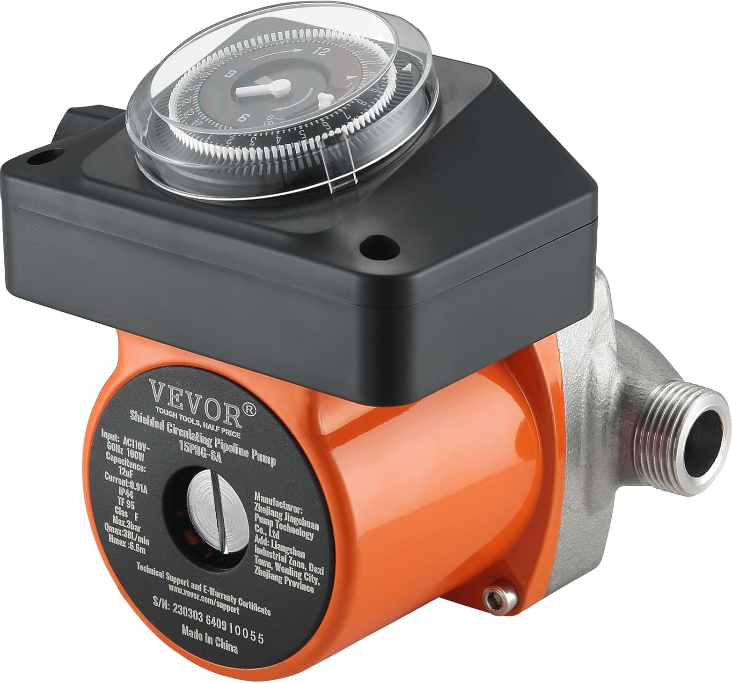 VEVOR Bomba de recirculación de agua caliente, bomba de circulación de agua de 100 W, arranque automáticocierre automático Circulación de cabeza de