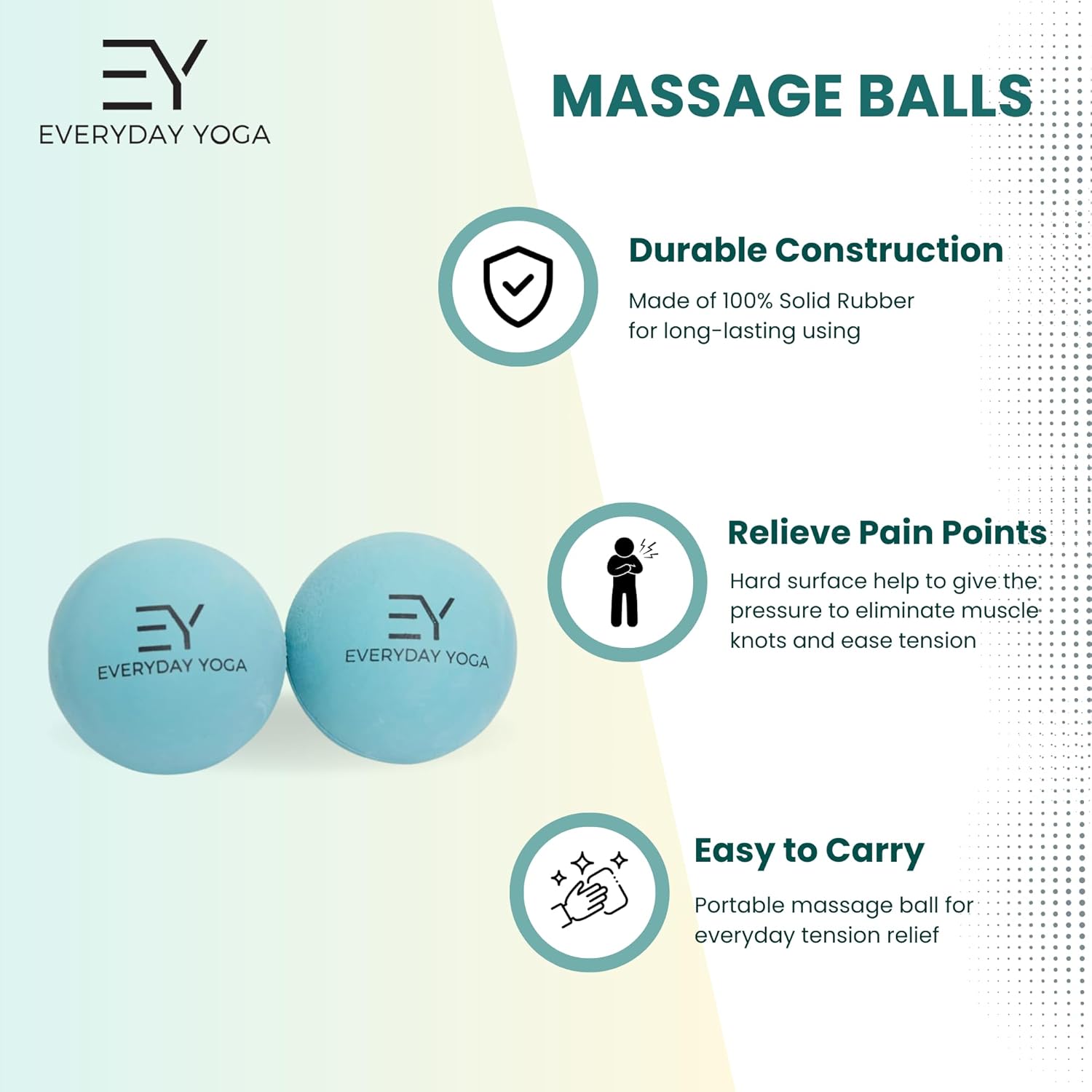 Everyday Yoga Pelota de masaje terapéutico, alivio instantáneo del dolor muscular para terapia de puntos gatillo, presión tisular profunda y