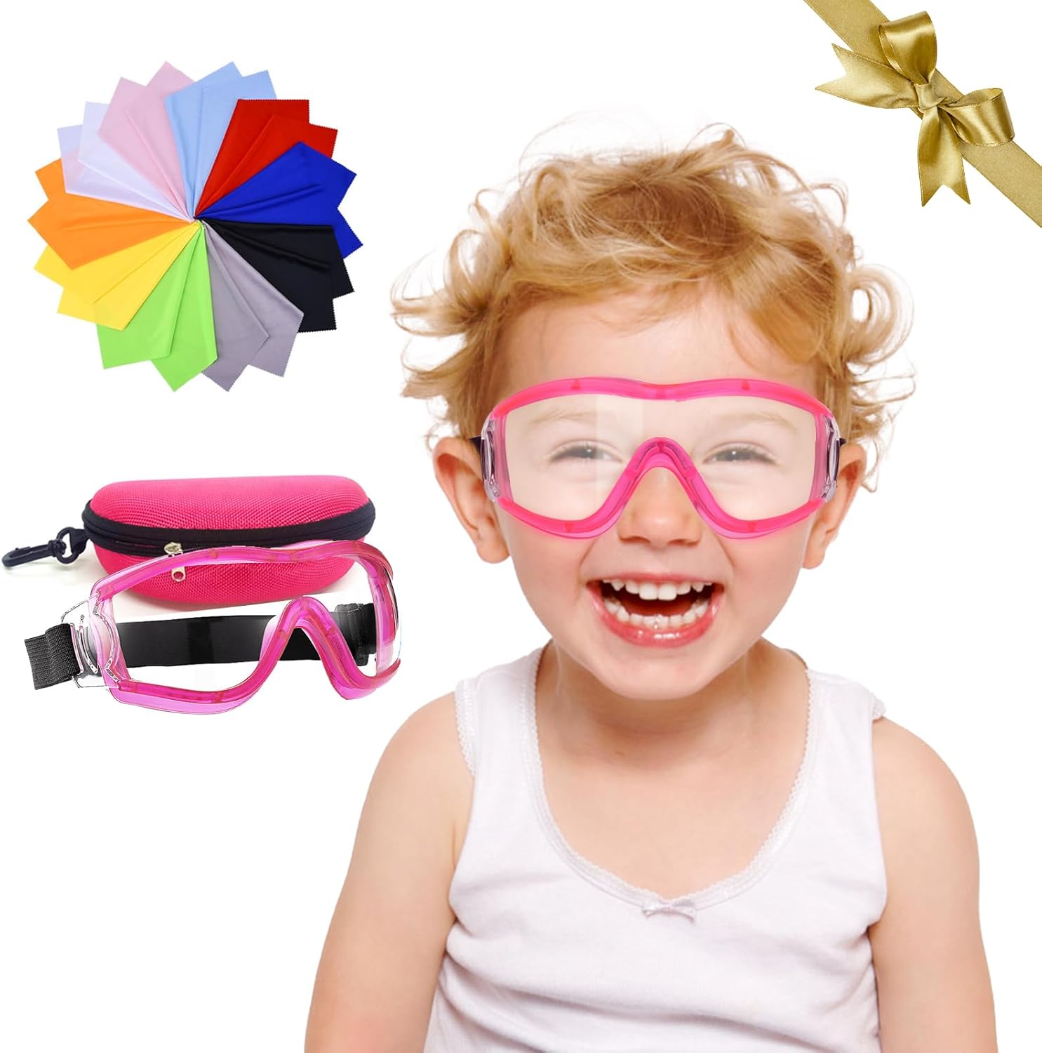 JSUNMOON Gafas de seguridad para niños, gafas de seguridad para niños pequeños con antivaho UV, paño de limpieza para lentes transparentes incluido