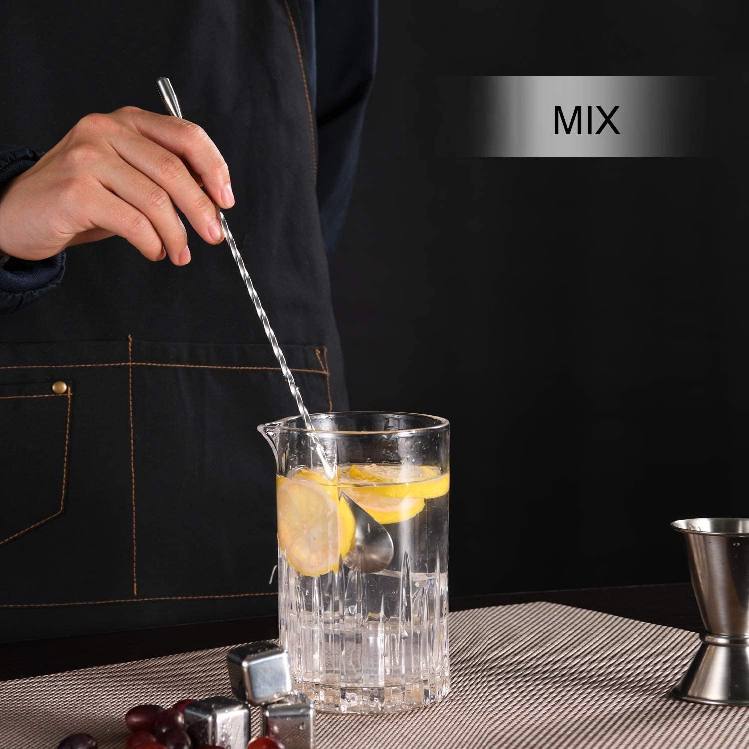 Cuchara de barra de acero inoxidable, cuchara mezcladora para beber, cuchara de cóctel espiral de mango largo para tazas altas, agitadores de cóctel