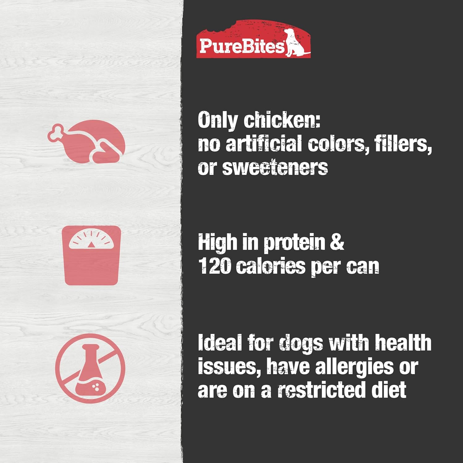 PureBites Patés de pollo para perros, solo 1 ingrediente, caja de 12