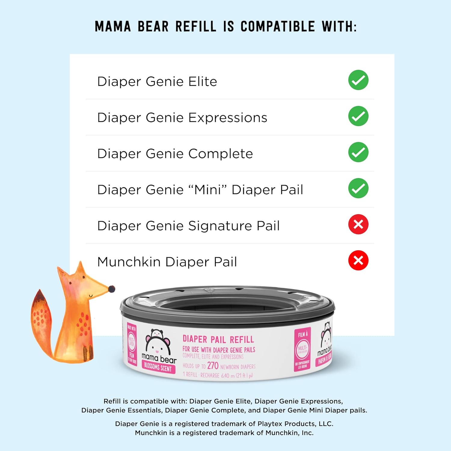 Marca Tienda  Mama Bear Blossoms – Recambios de cubo de pañales perfumados para cubos de Diaper Genie, 1080 unidades (4 paquetes de 270 unidades)