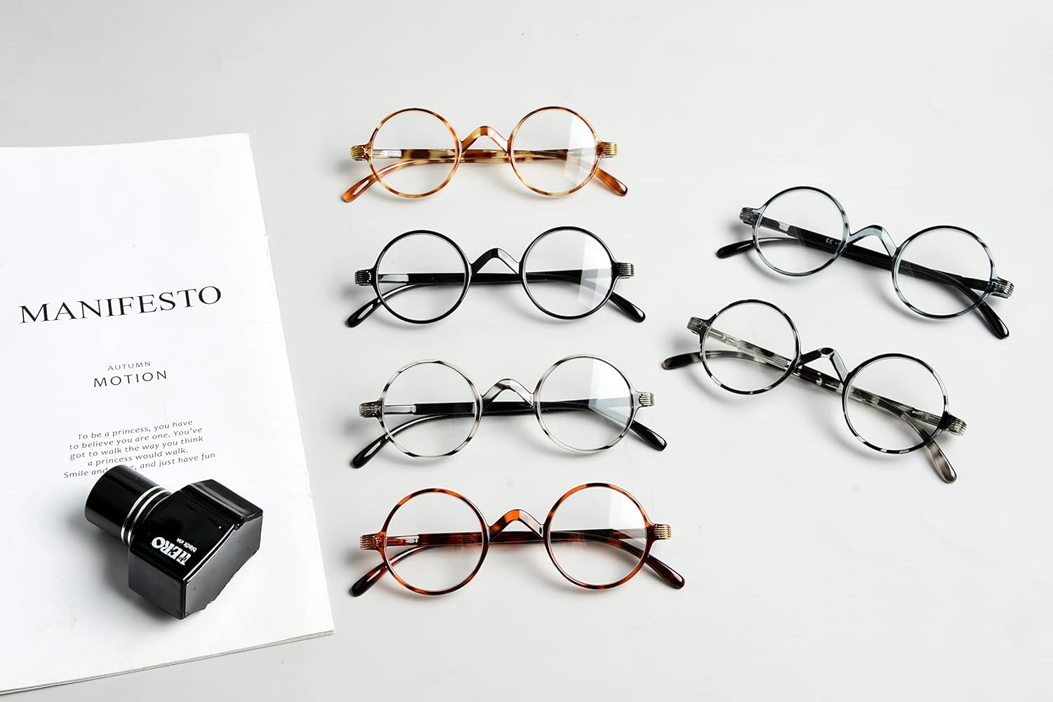 Anteojos de lectura redondos estilo vintage, Gris, M