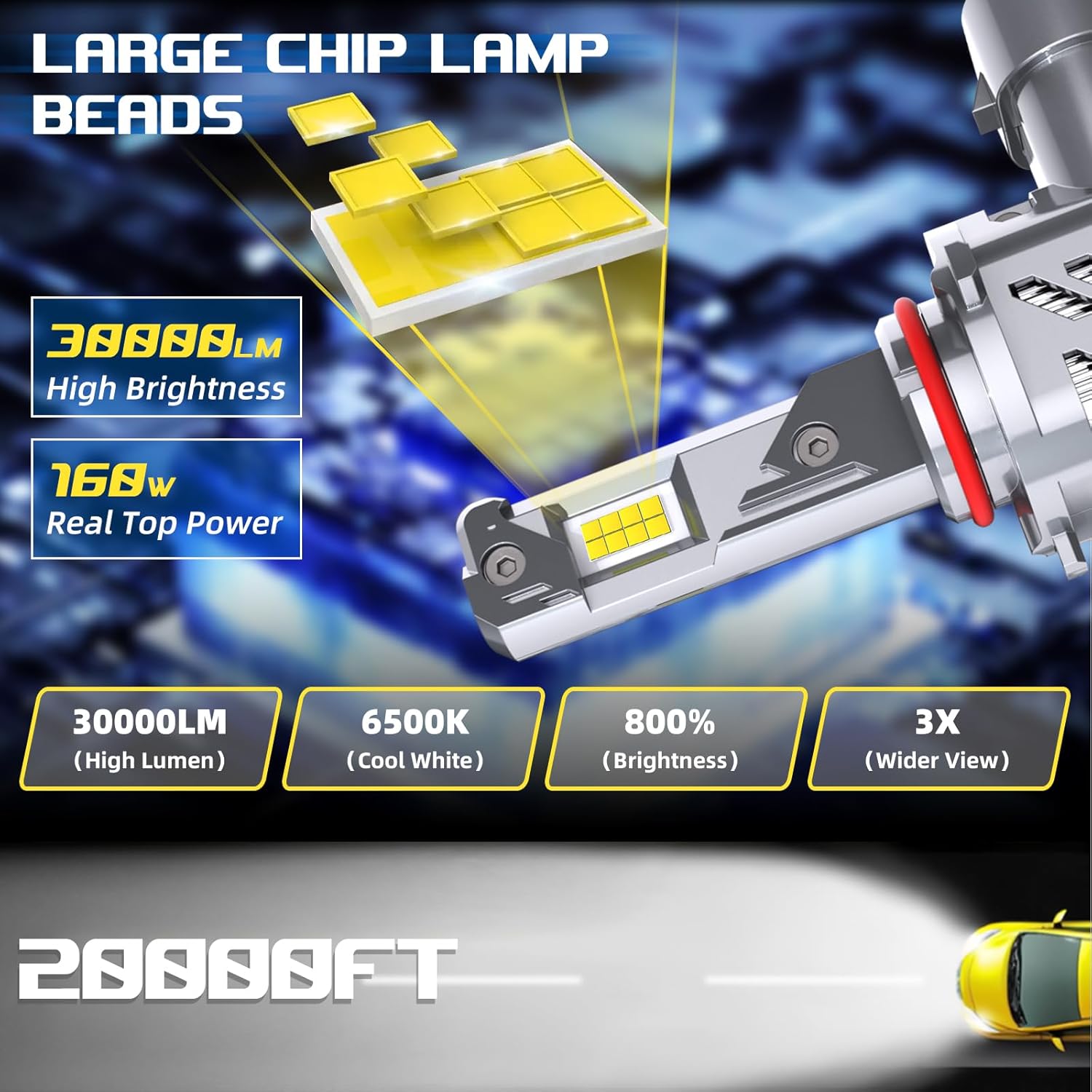 Kit de bombillas combinadas 9005HB3 9006HB4 actualizadas 2024, 60000 lm, 800% más brillante, bombilla 9005 9006, 6500 K blanco frío, 60000 horas de
