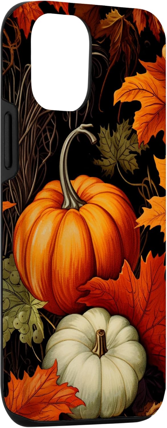 Funda para iPhone 13 Pro Vintage Design Autumn Leaves Pumpkin Pattern