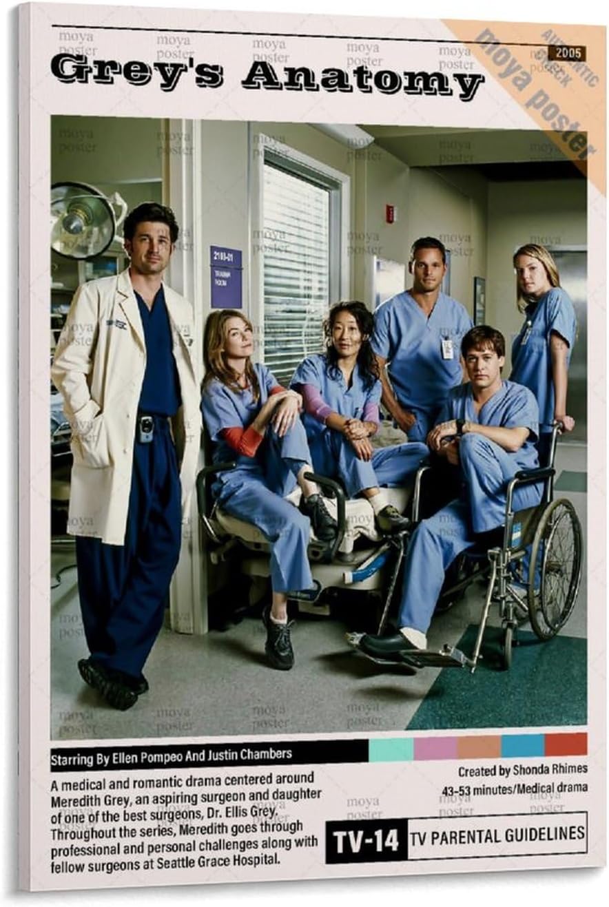 Pósteres estéticos de la serie de televisión de Anatomía de Grey’s Anatomy, pintura decorativa, lienzo, pósteres de pared e impresión artística