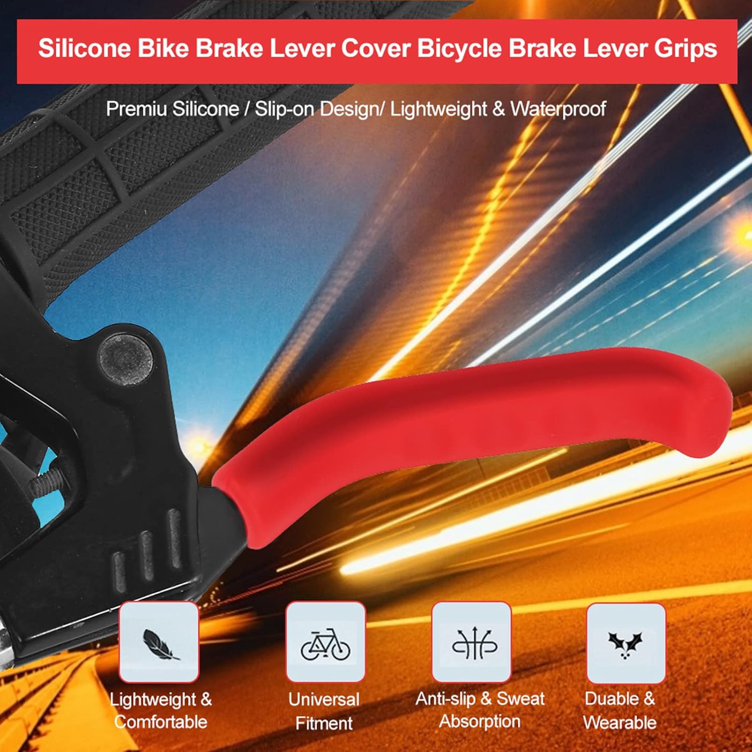 Zerone Empuñaduras de freno de bicicleta de 5 colores, cubierta de palanca de freno de bicicleta antideslizante, impermeable, protector de ciclismo,