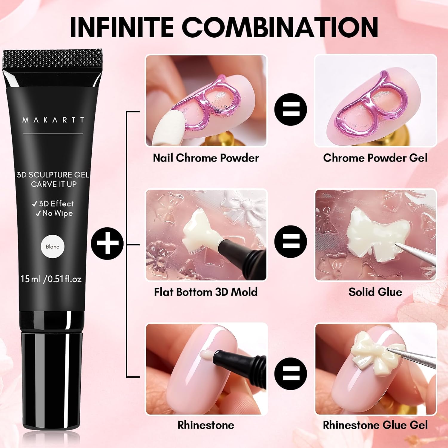 Makartt Gel de uñas 3D de 0.53 oz para esculpir uñas de gel para el día de San Valentín, diseños de arte de uñas, bricolaje, antojo de uñas, gel 3D,