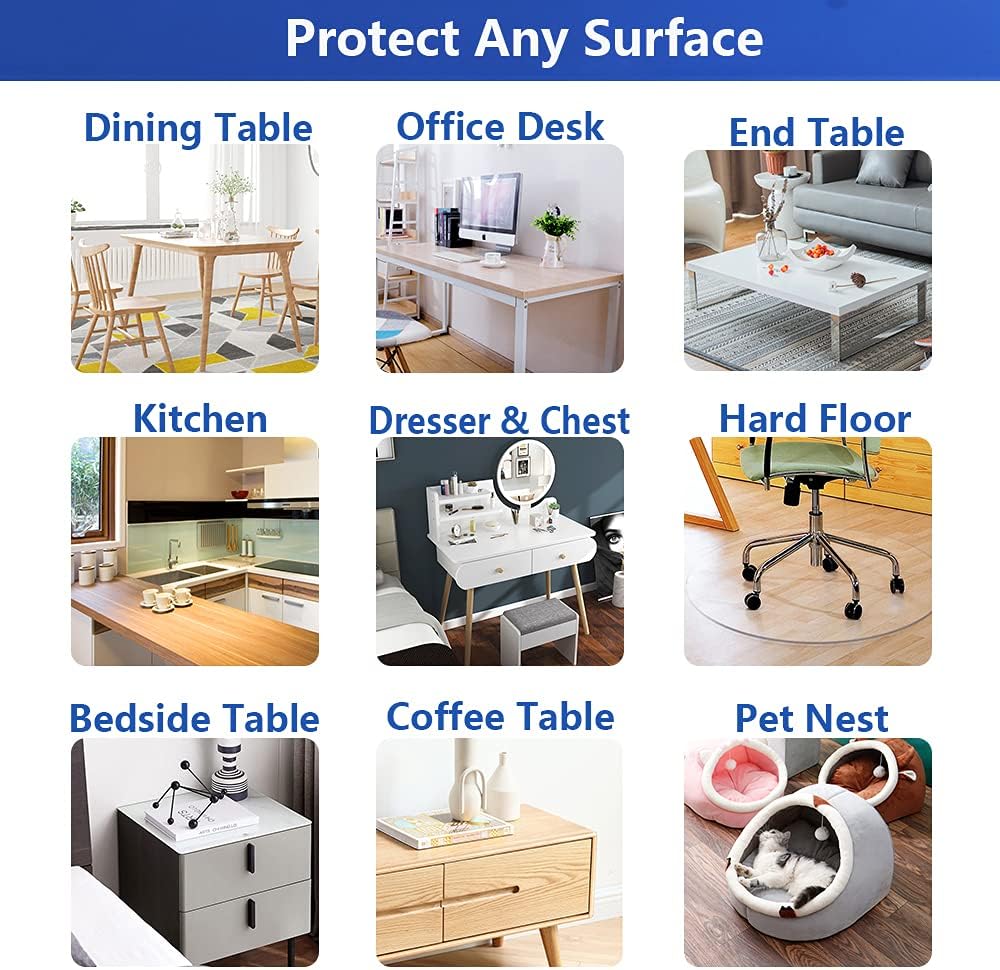 Protector de PVC transparente de 16 x 42 pulgadas para escritorio, cubierta de vinilo transparente resistente para mantel de mesa, mesa de oficina,